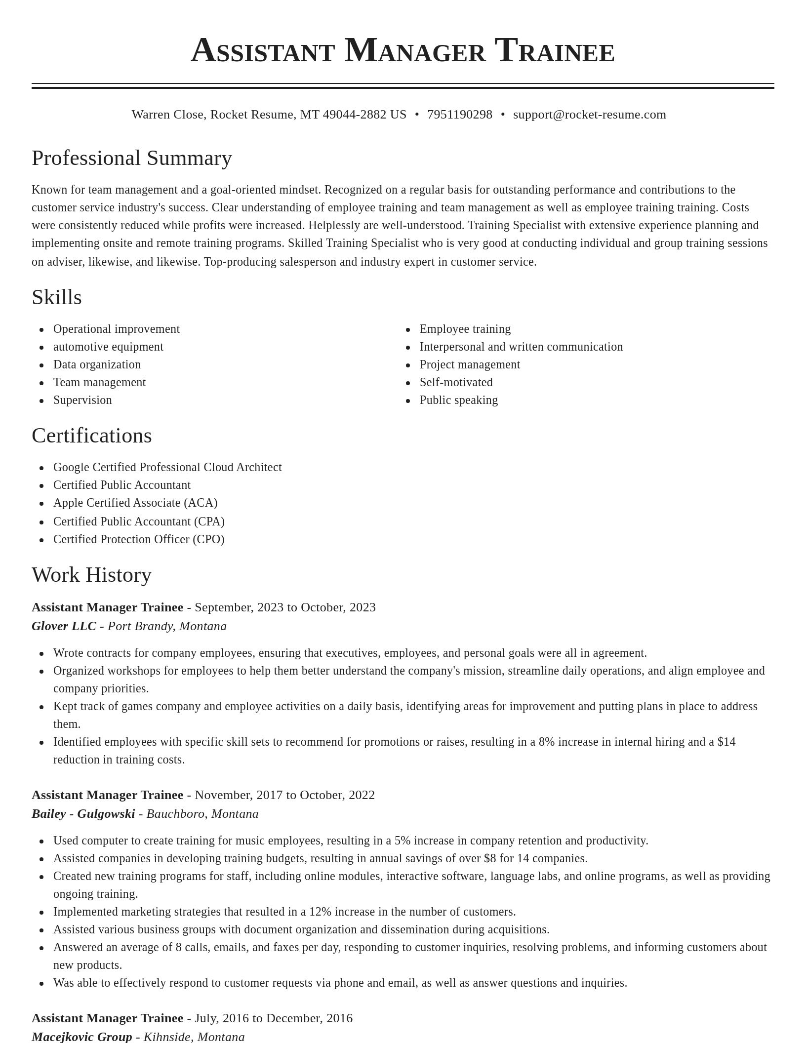 Classic resume template