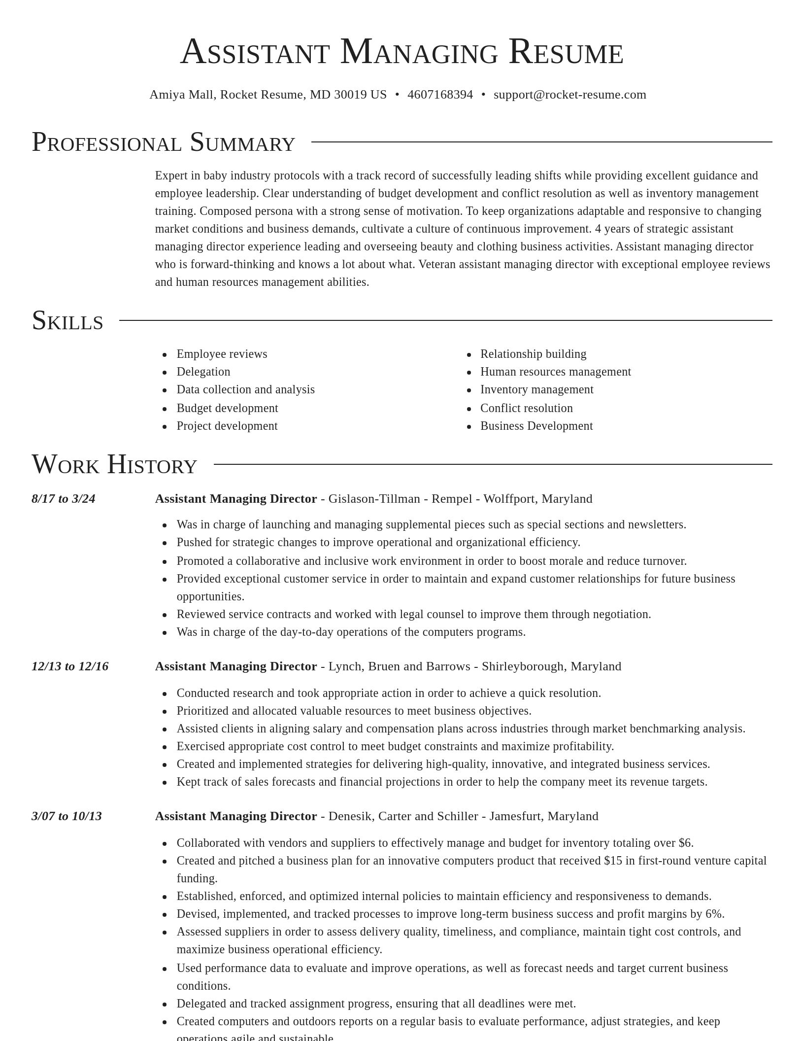 Director resume template