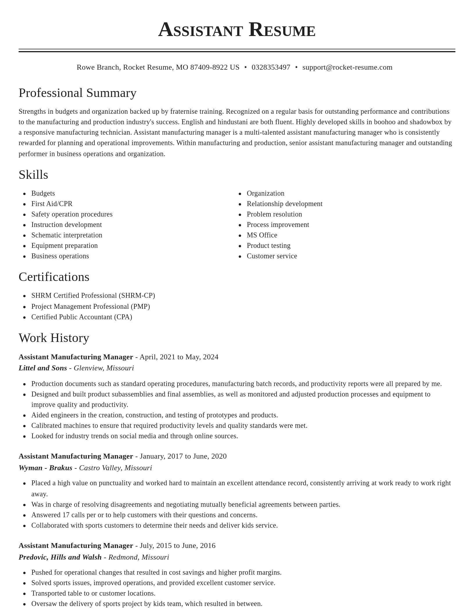 Classic resume template