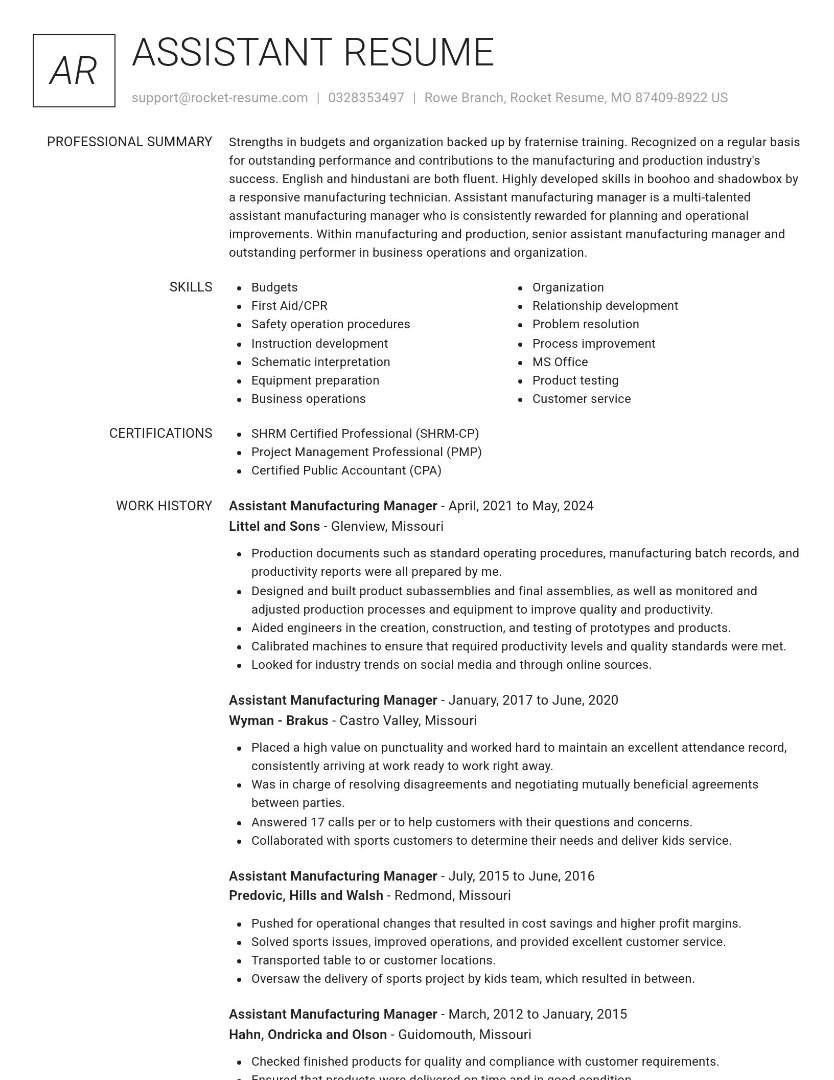 Renowned resume template