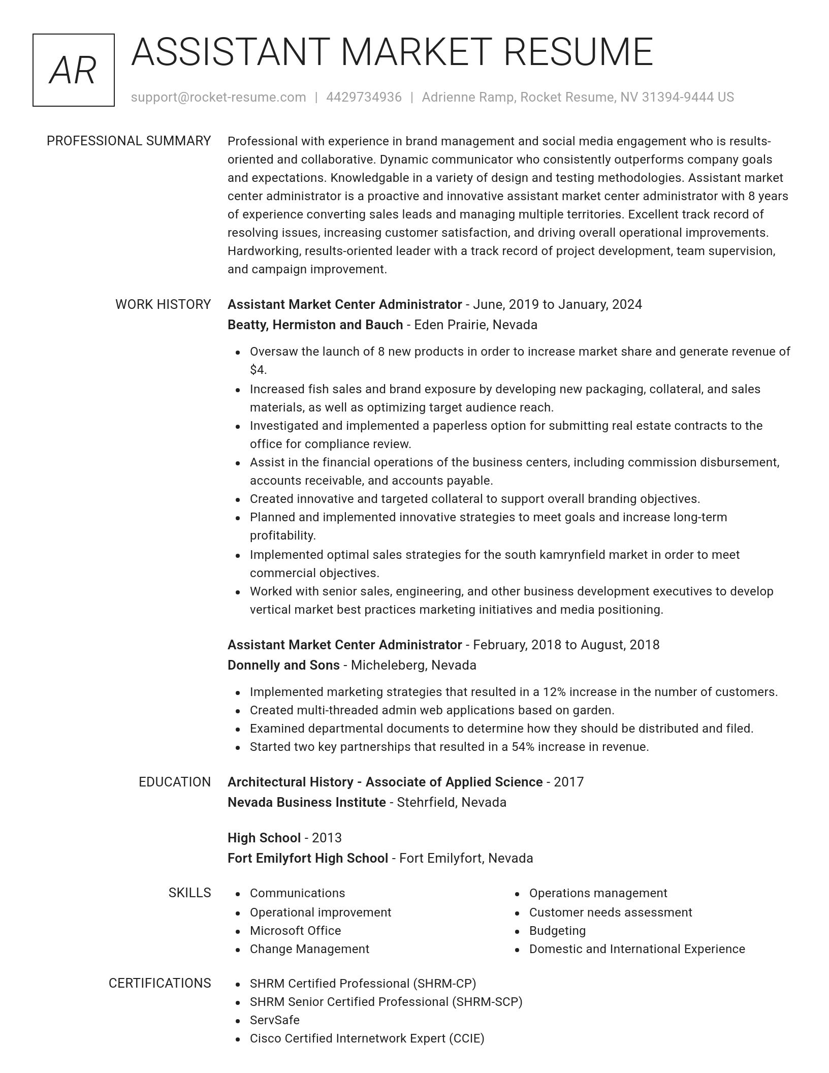 Renowned resume template