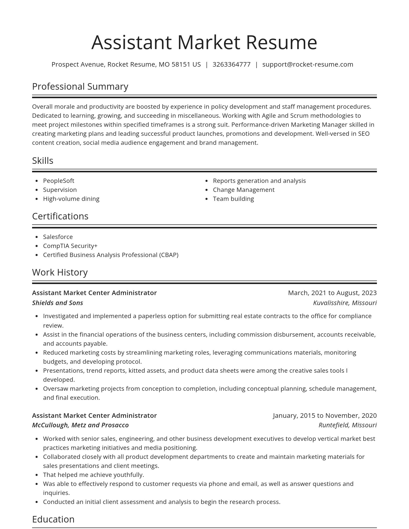 Spotlight resume template