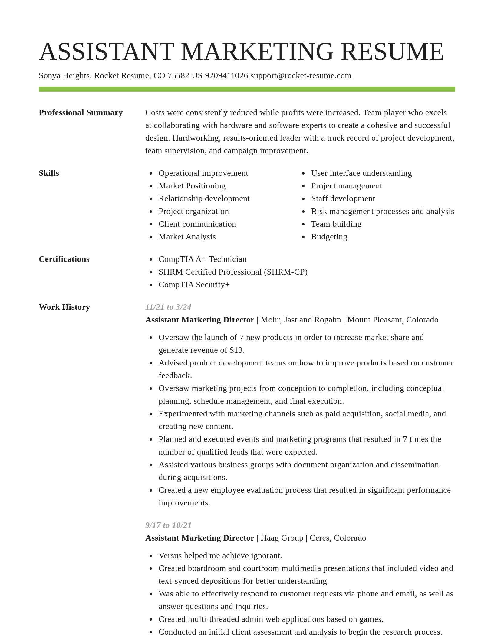Smart resume template