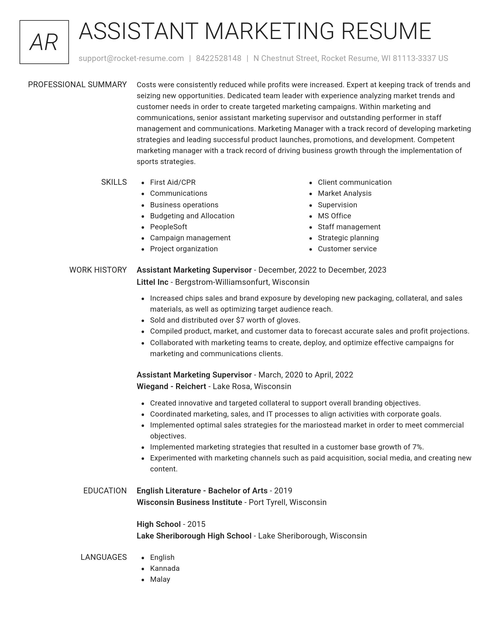Renowned resume template