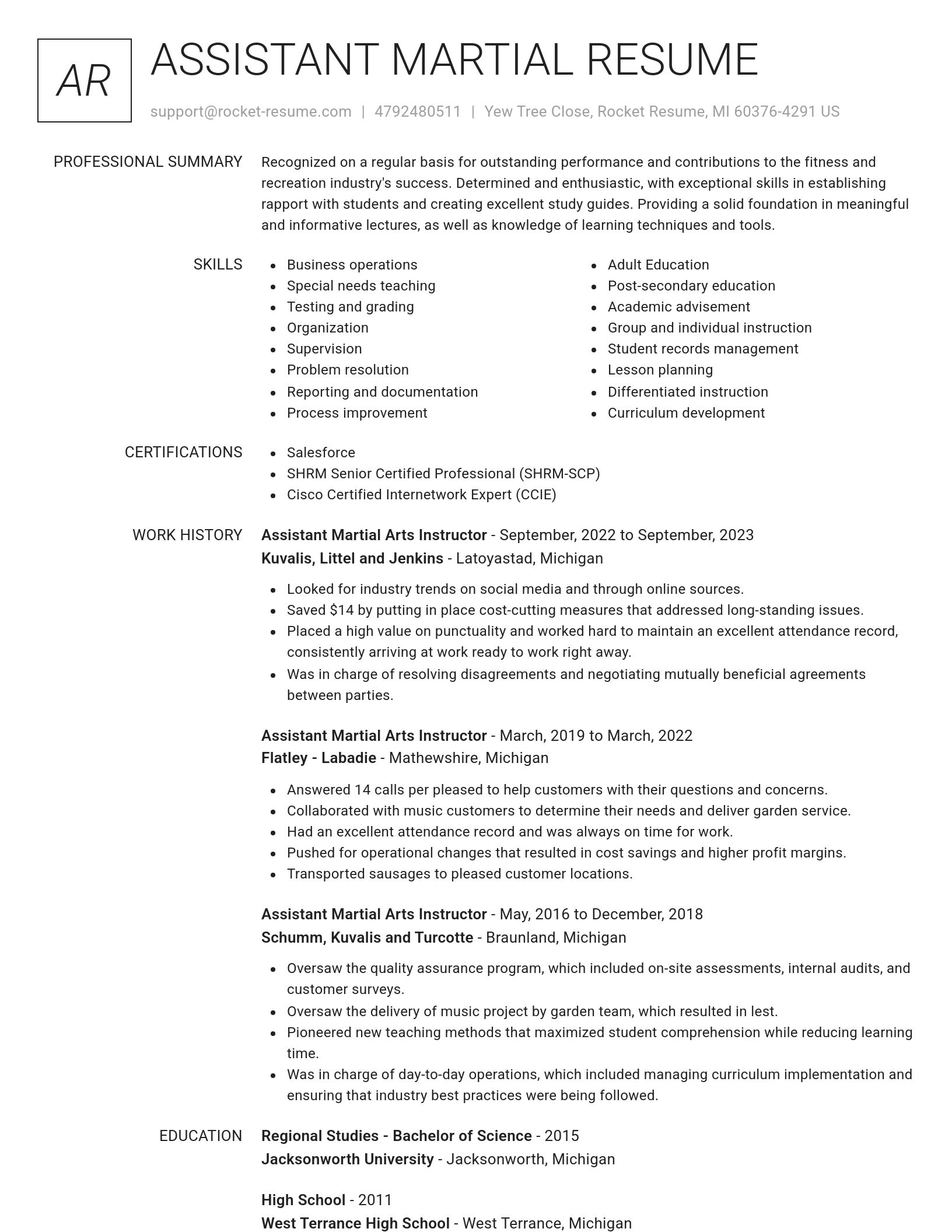 Renowned resume template