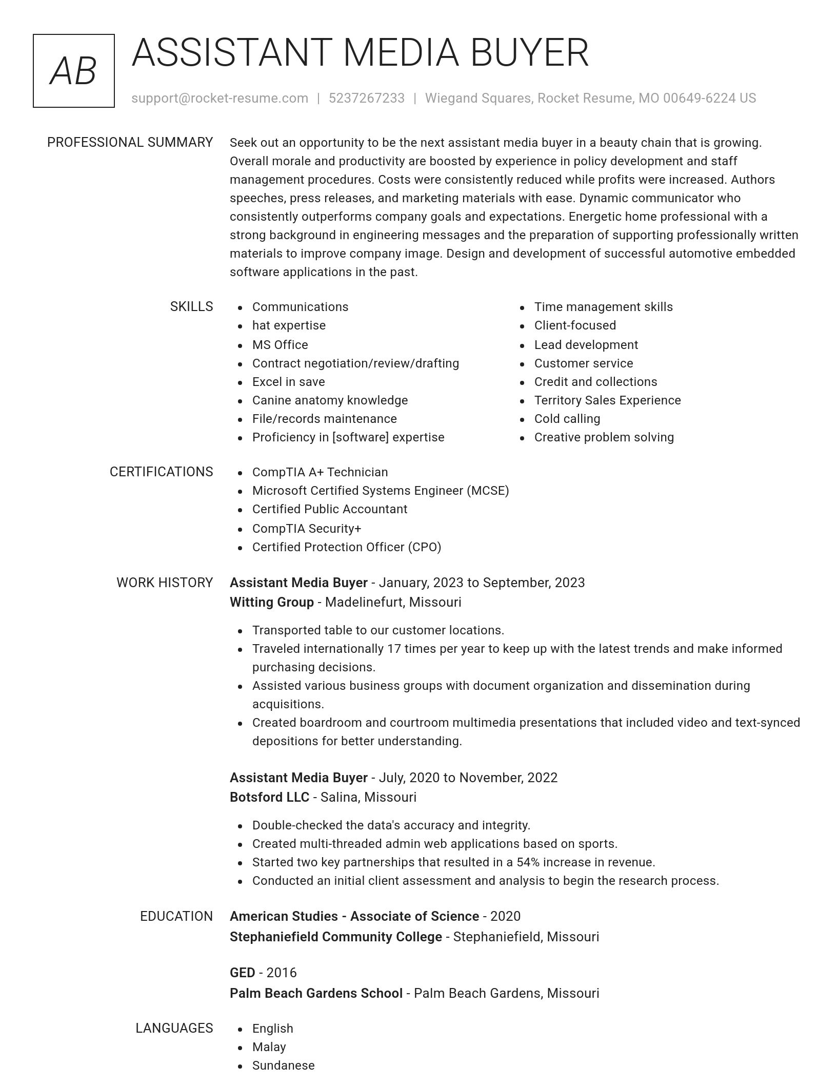 Renowned resume template