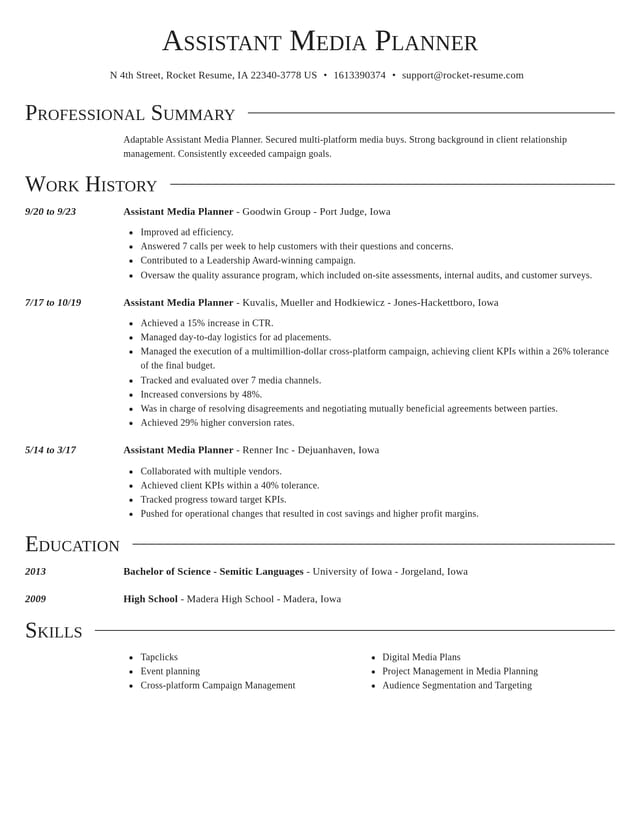 Director resume template