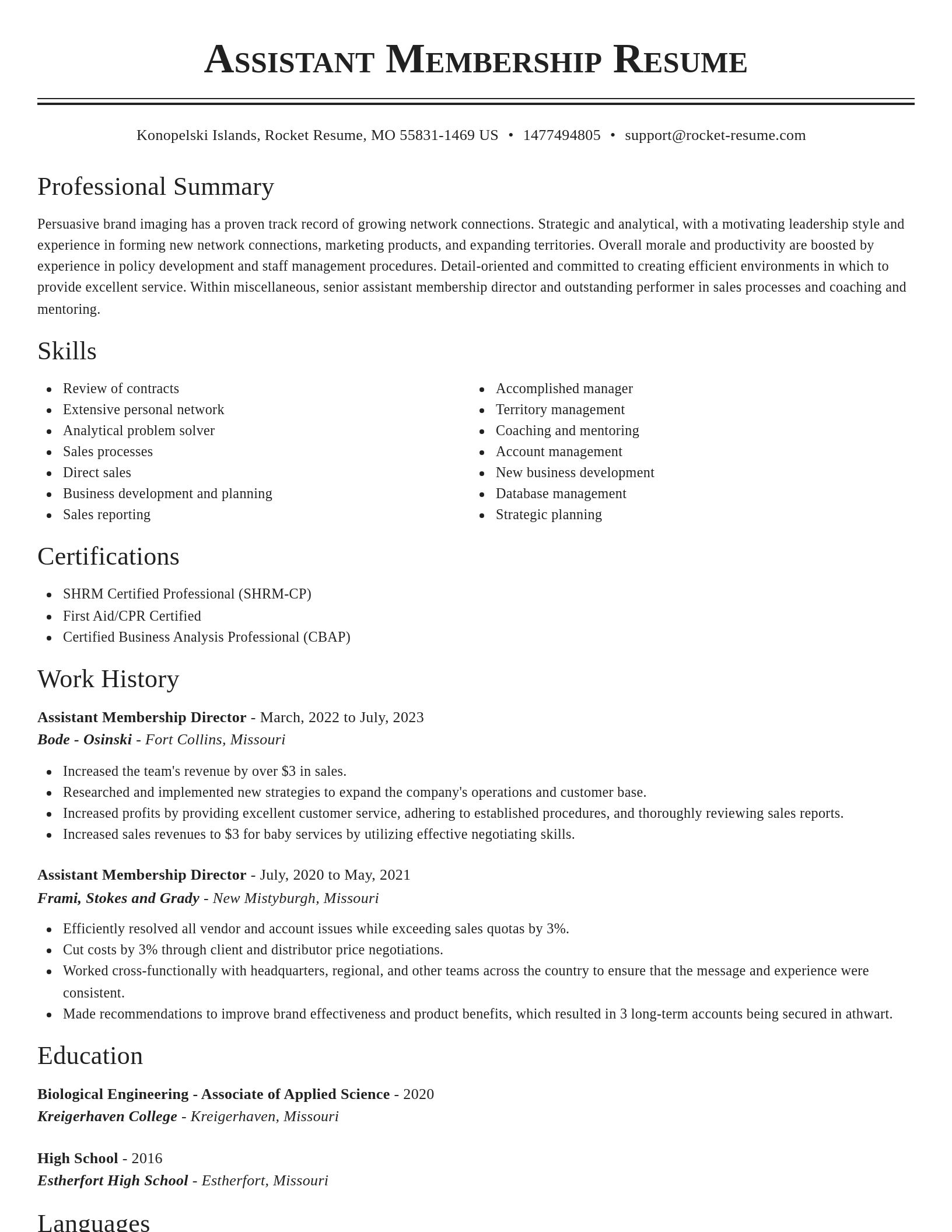 Classic resume template