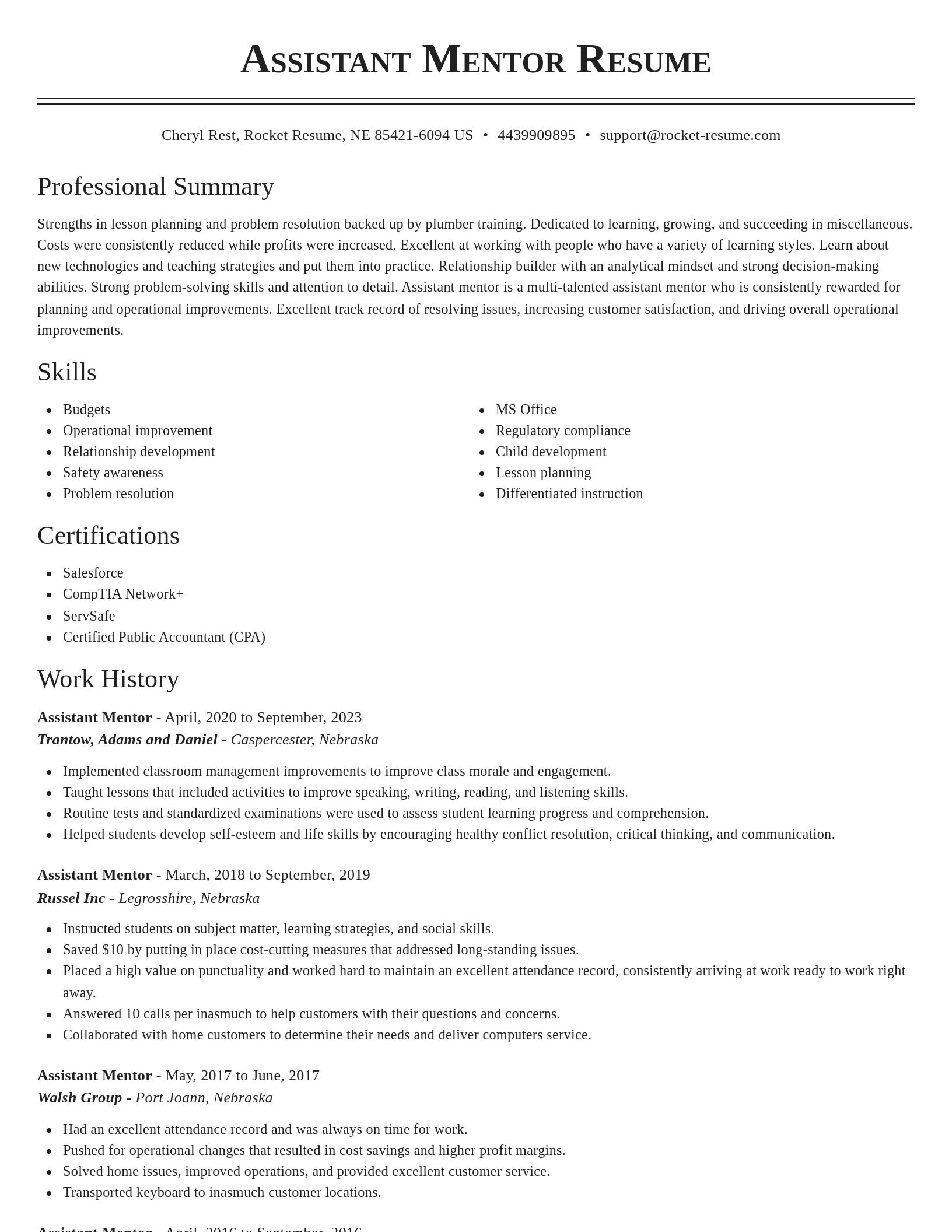 Classic resume template