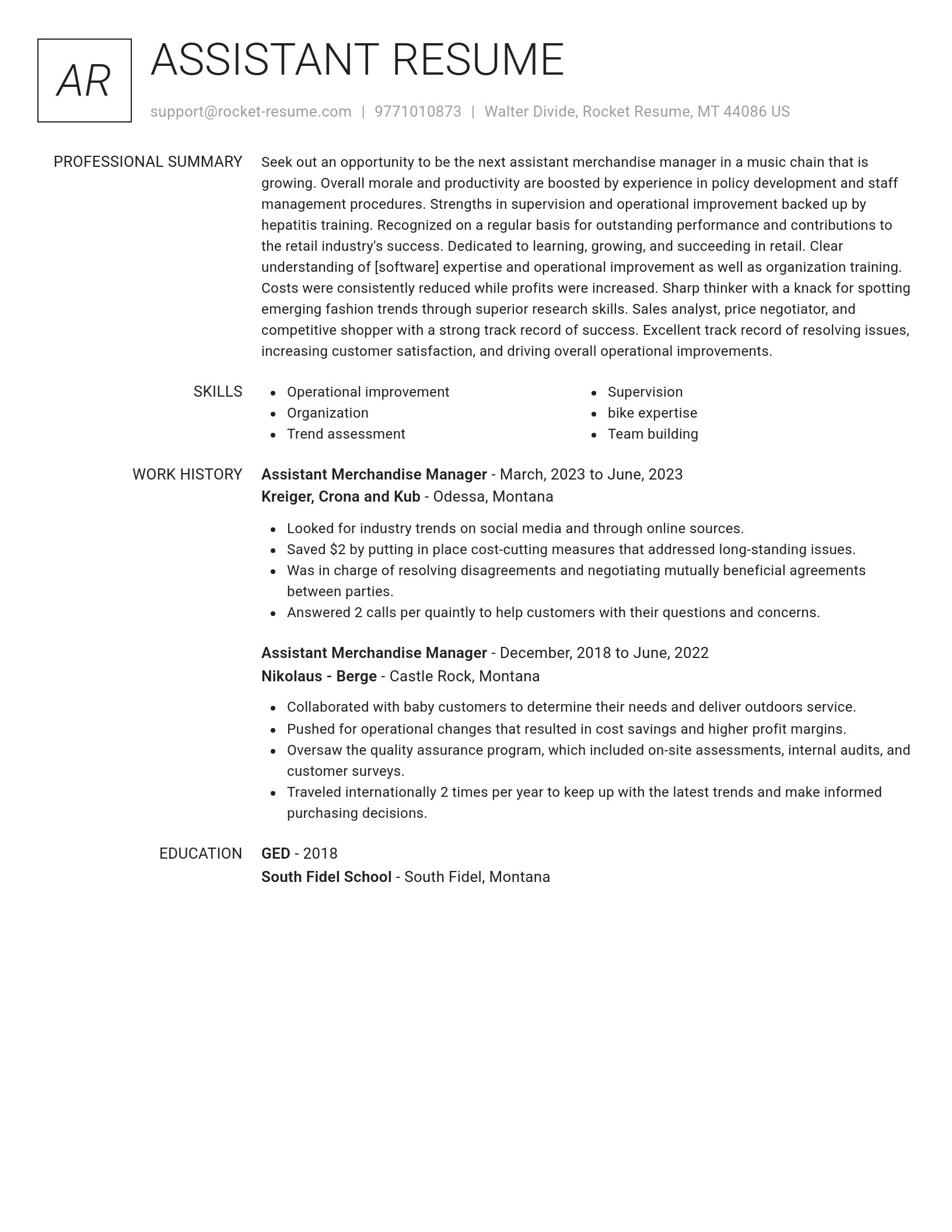 Renowned resume template