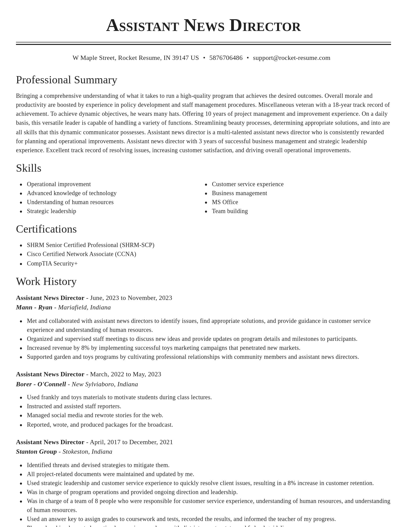 Classic resume template