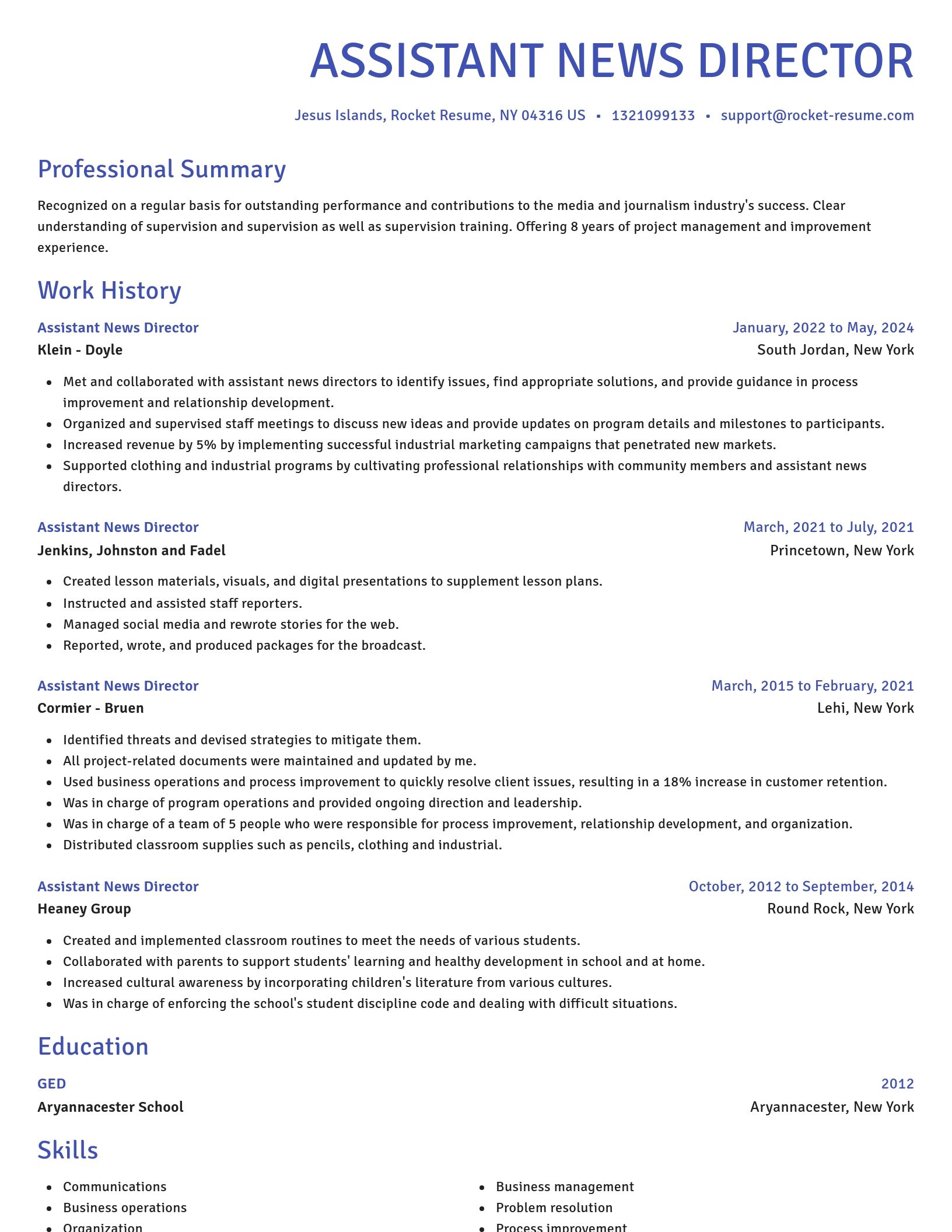 Novel resume template