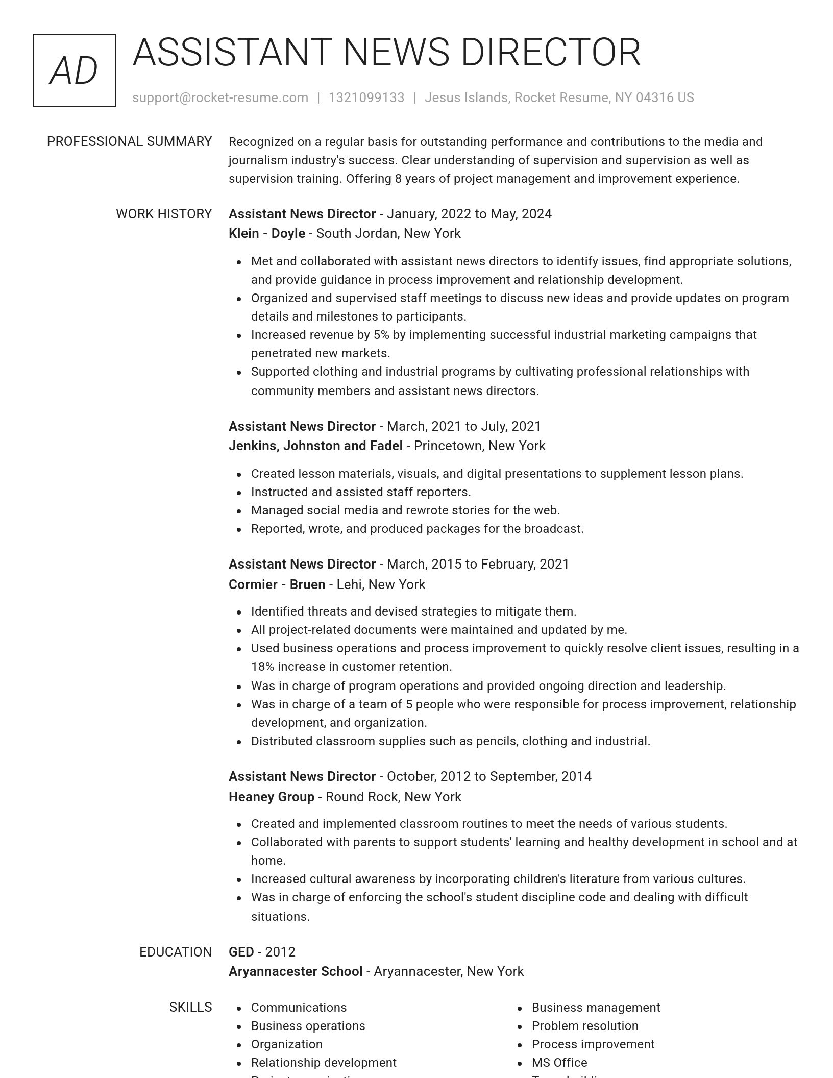 Renowned resume template