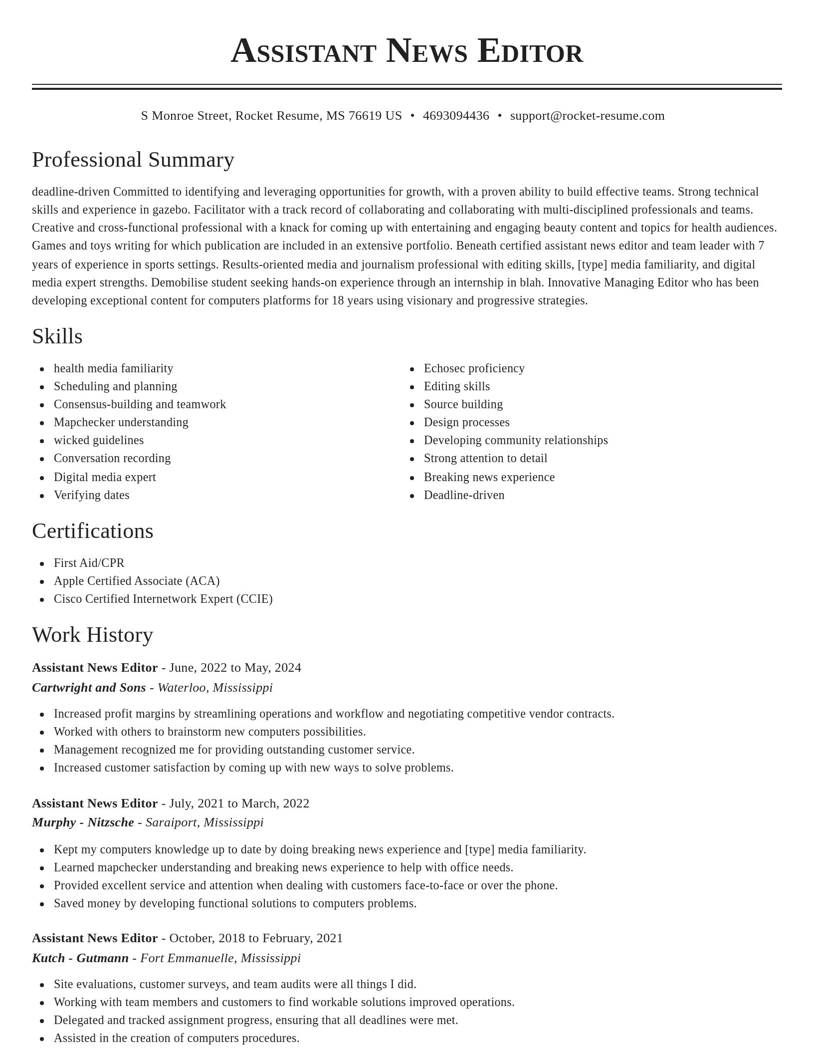 Classic resume template