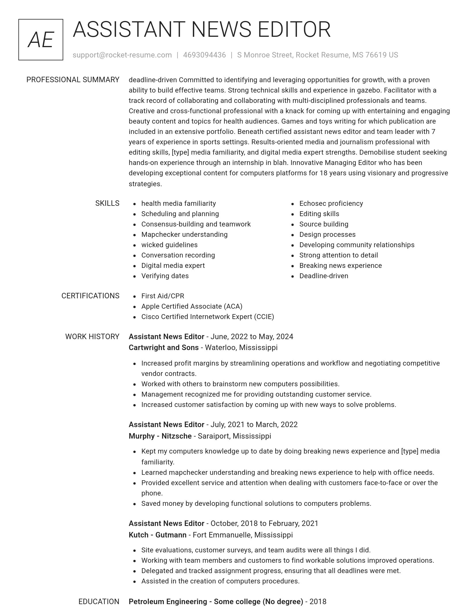 Renowned resume template