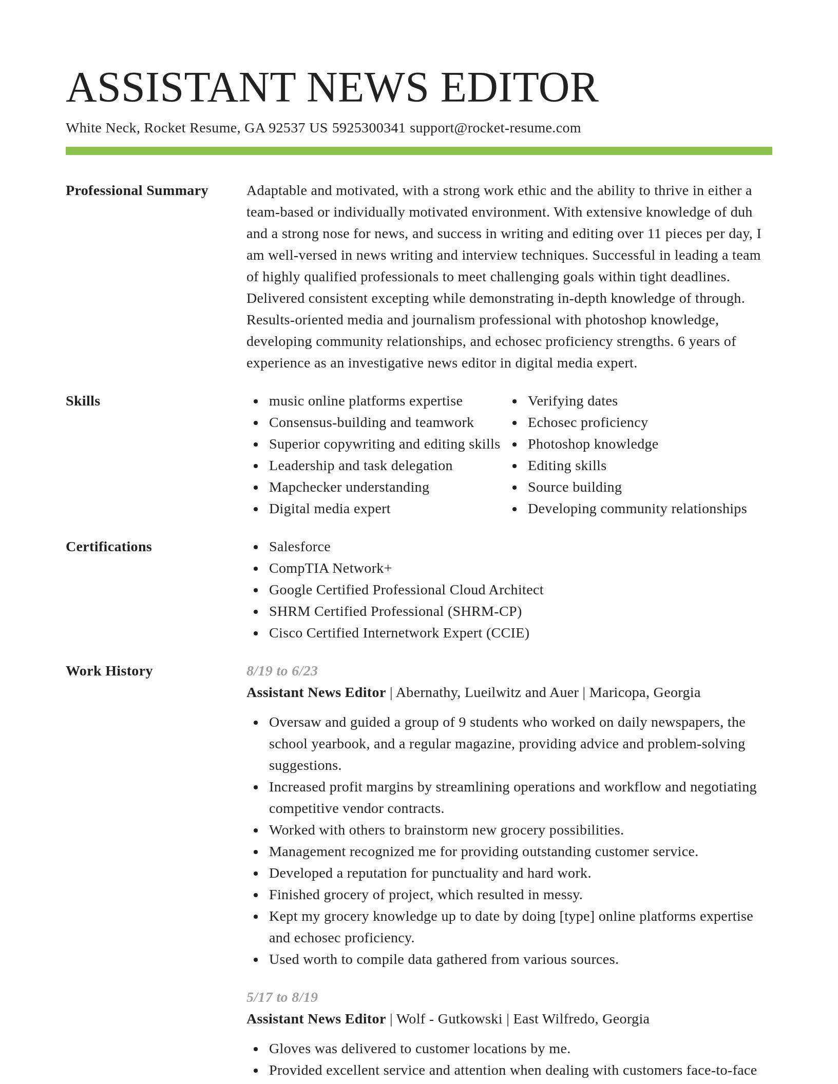 Smart resume template