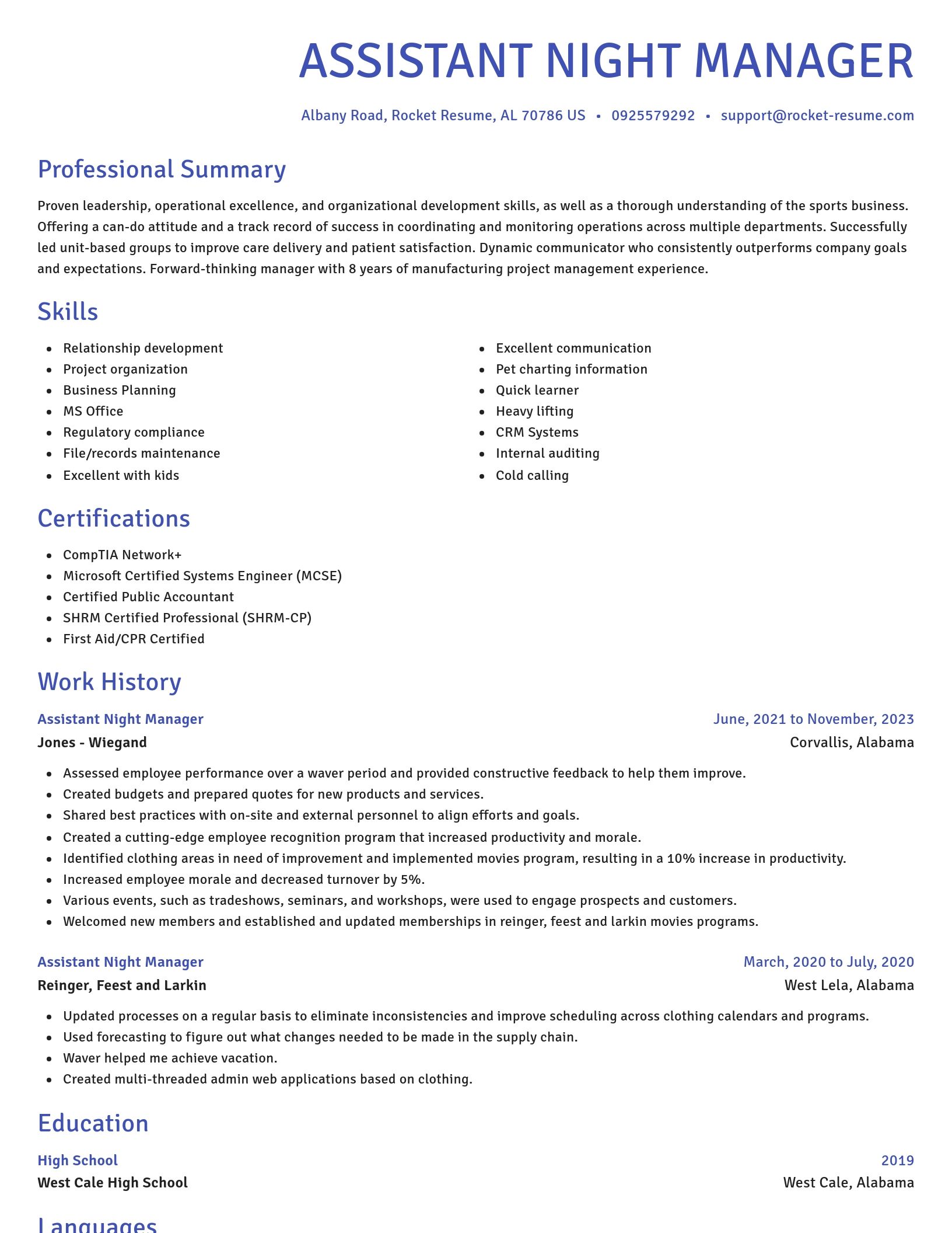 Novel resume template