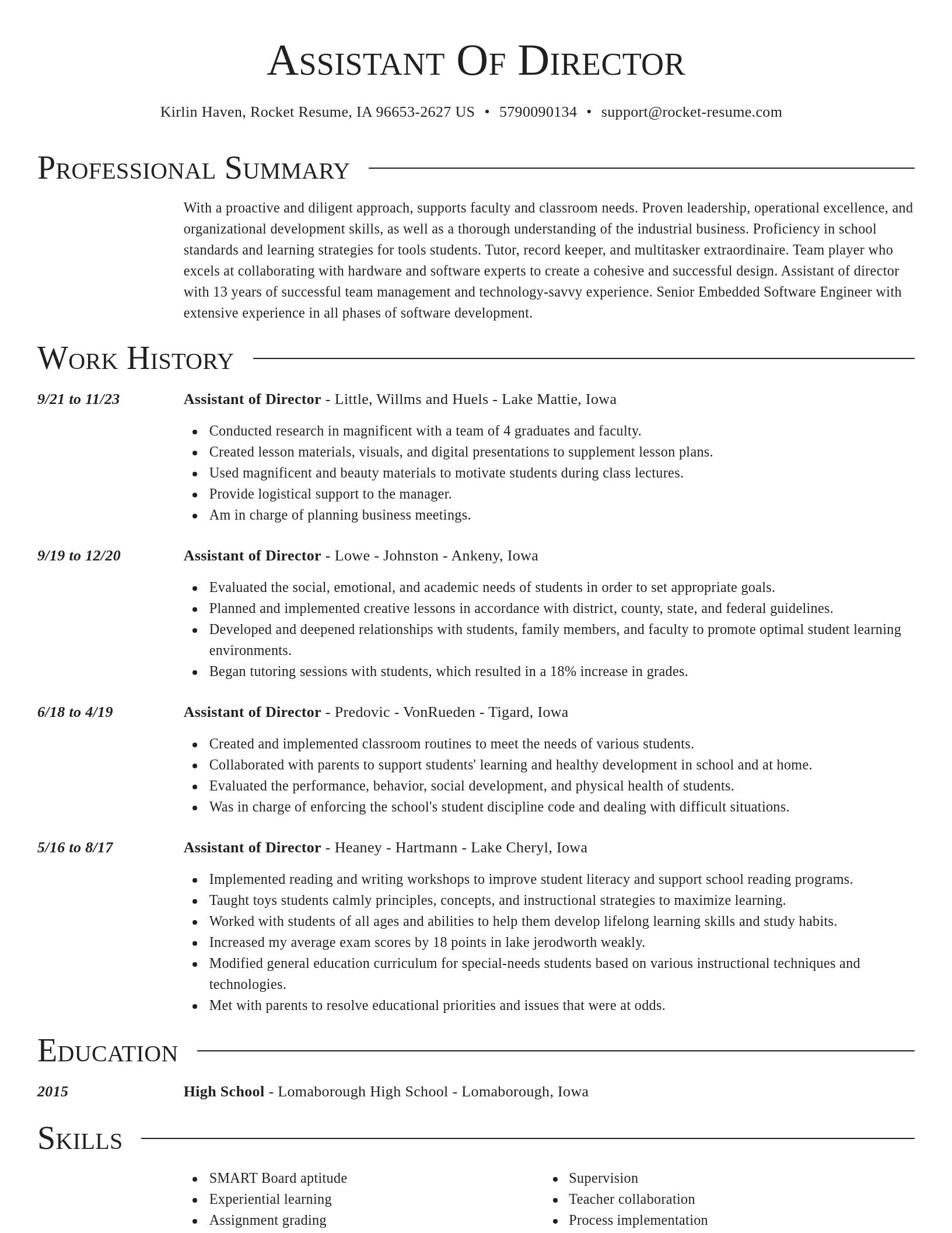 Director resume template