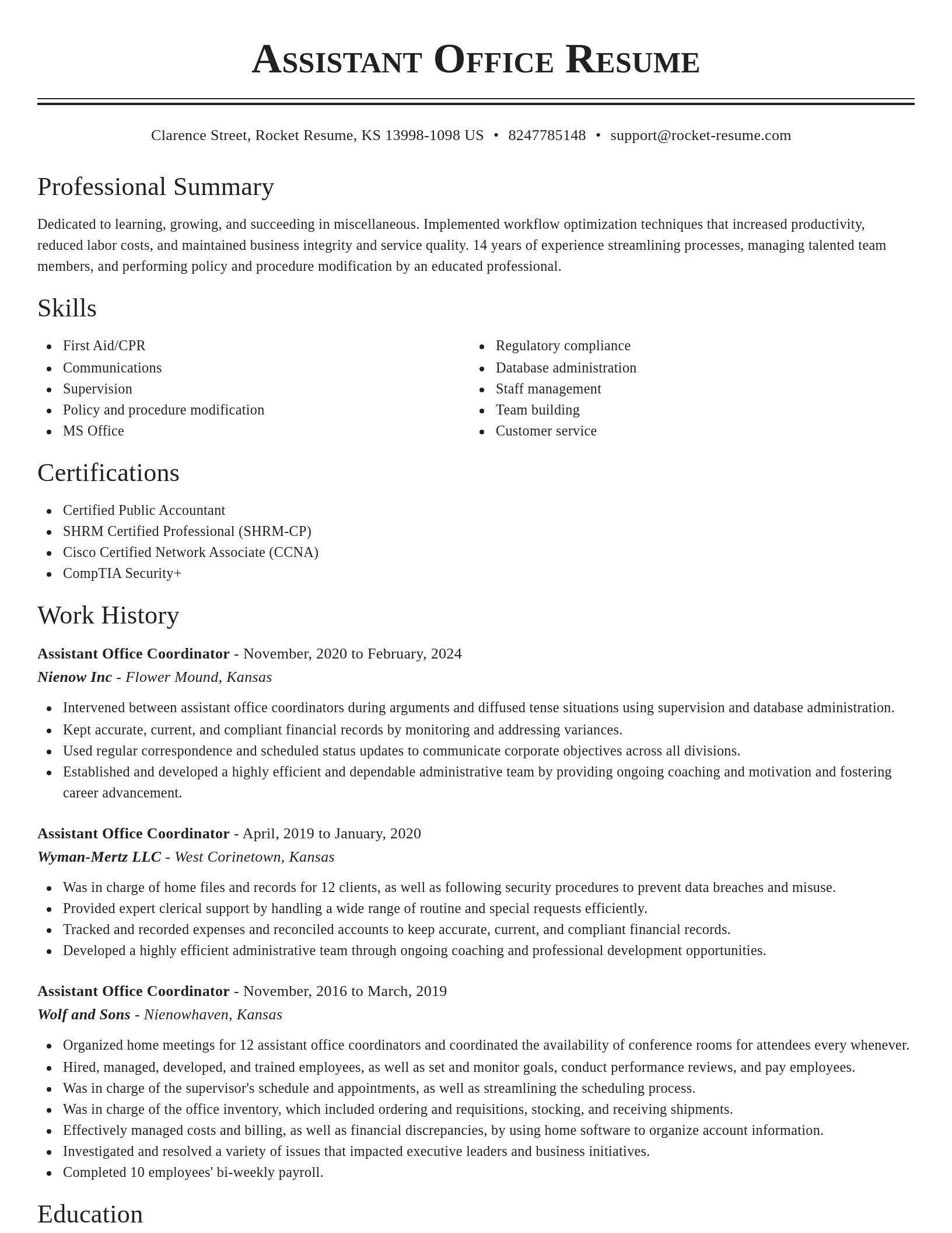 Classic resume template