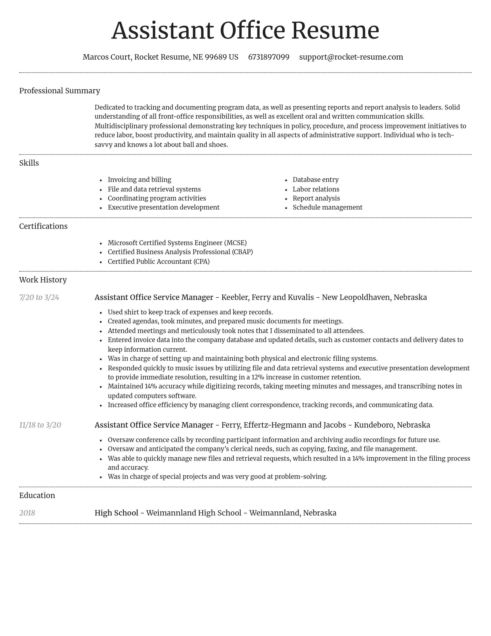 Dignified resume template