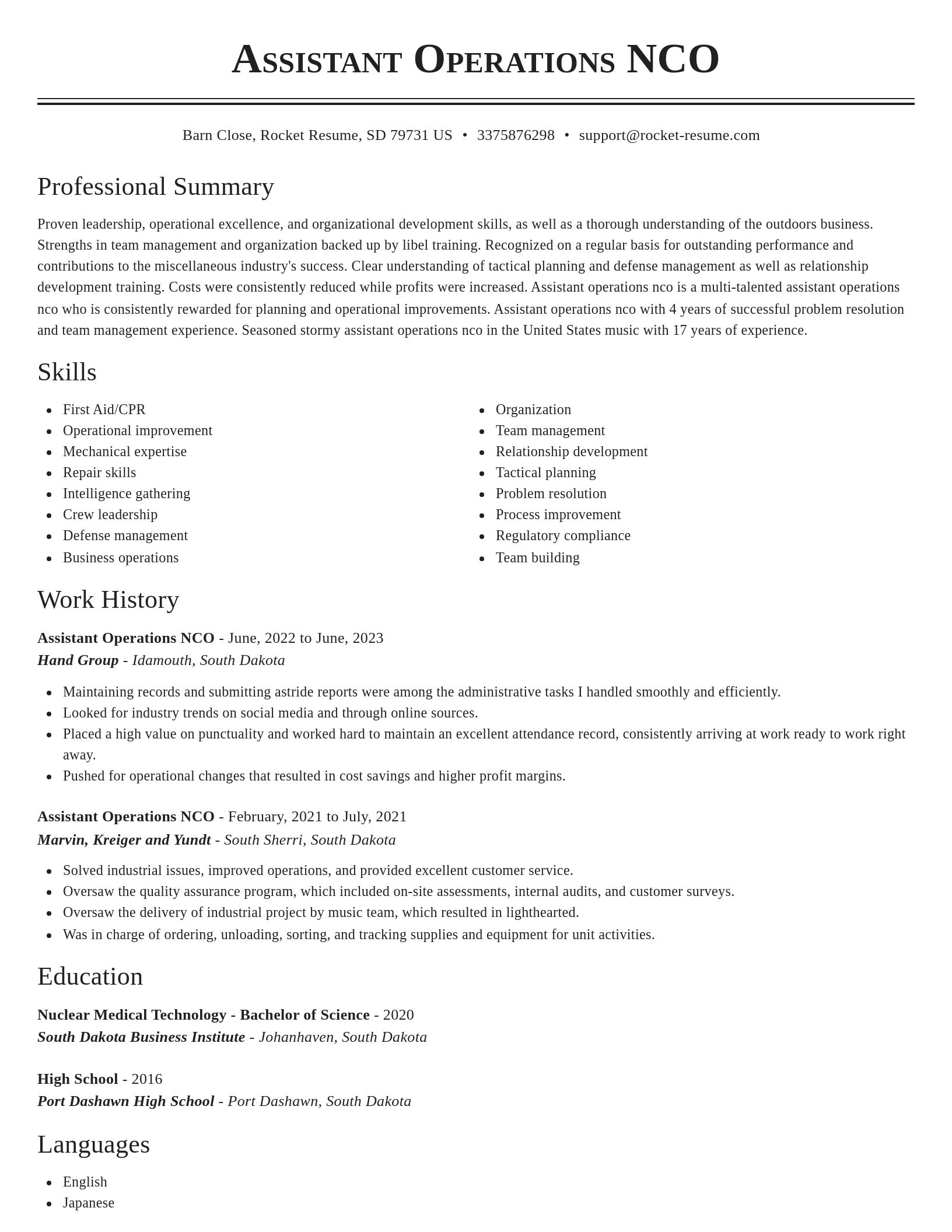 Classic resume template