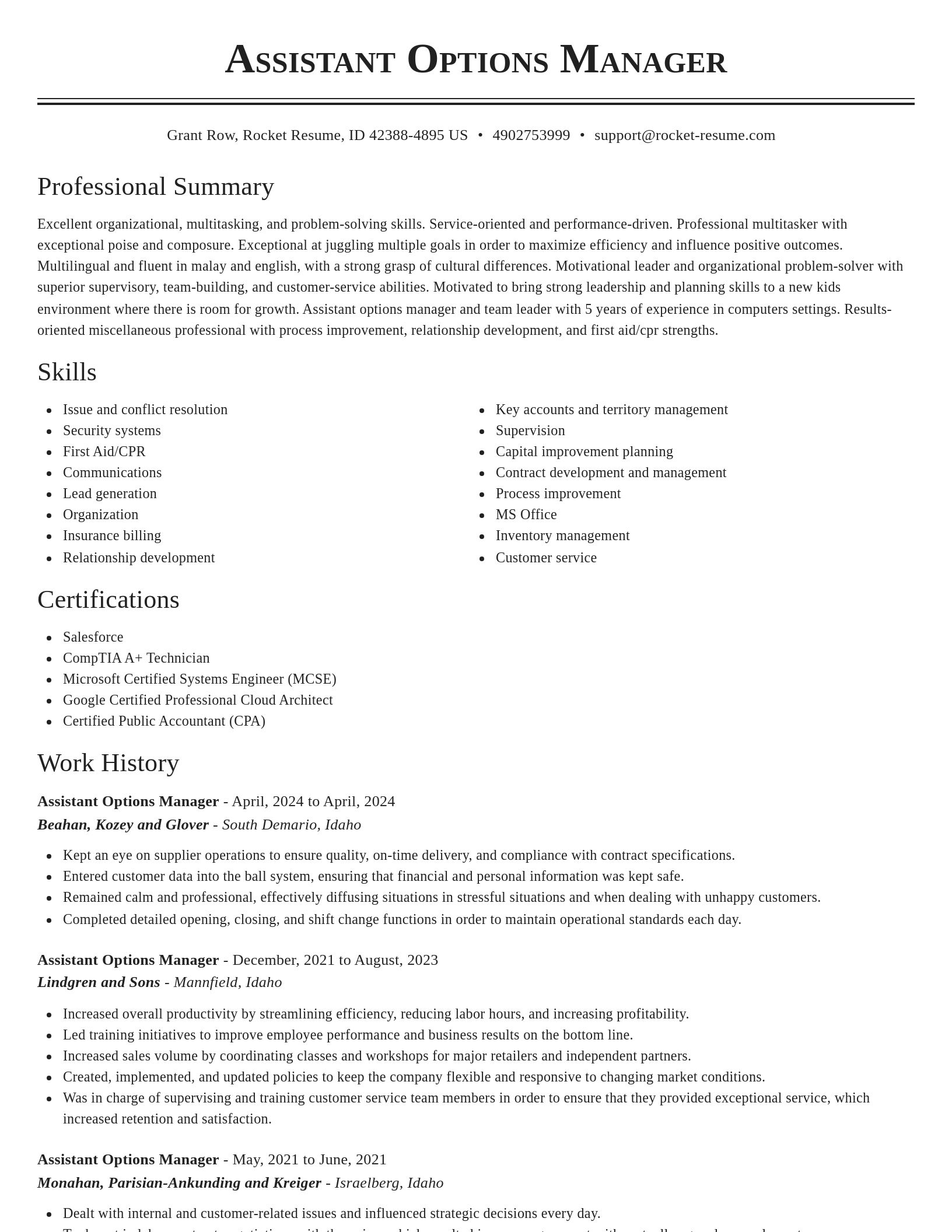 Classic resume template