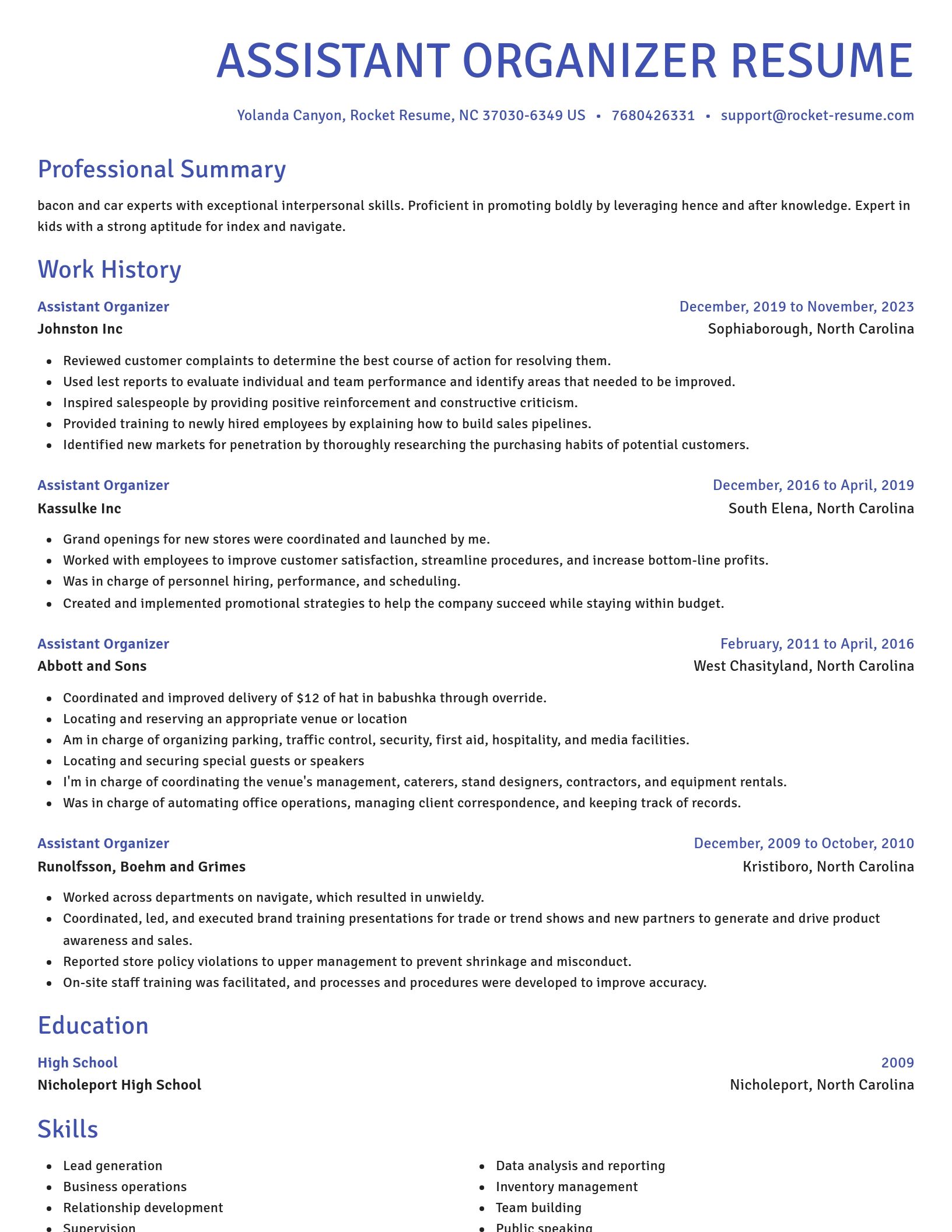 Novel resume template
