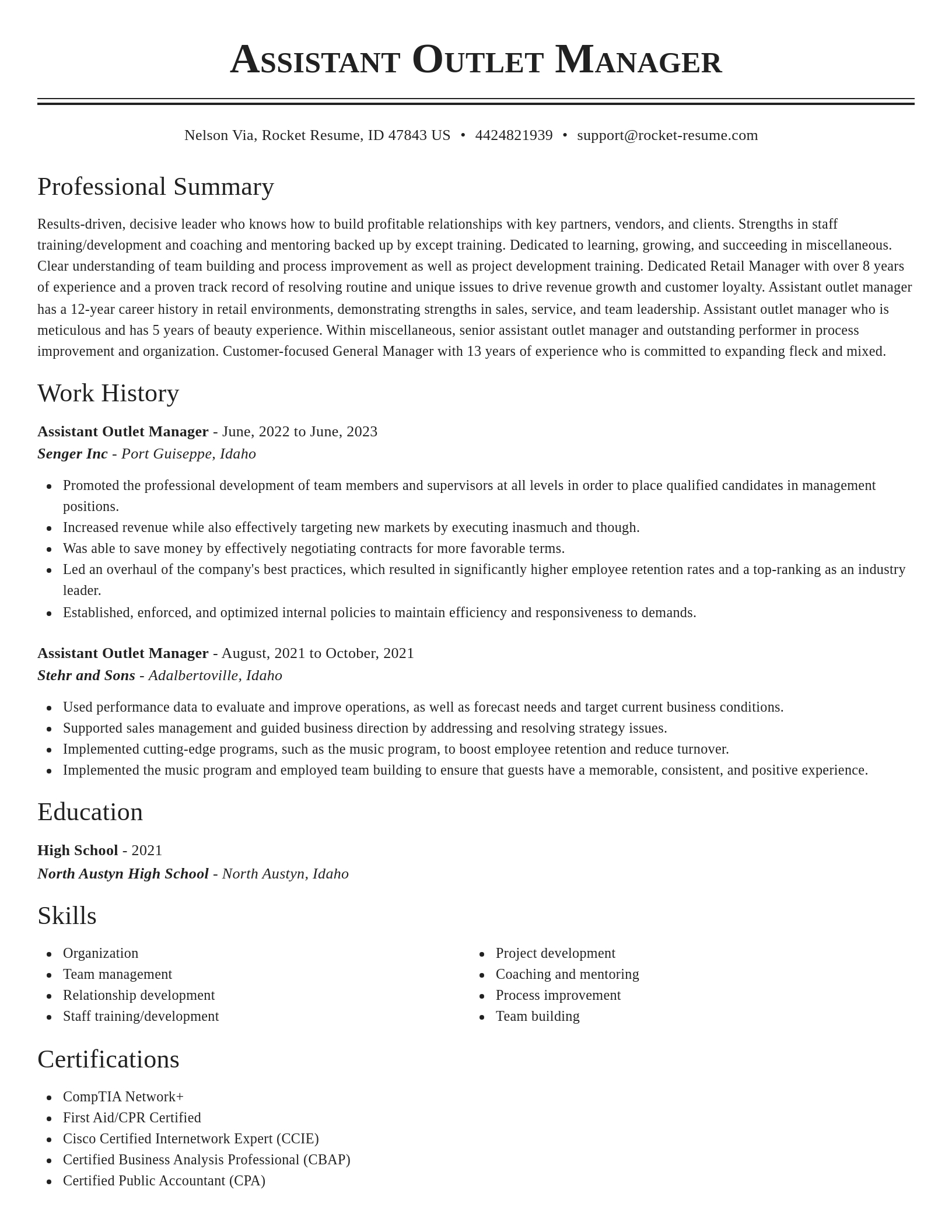 Classic resume template