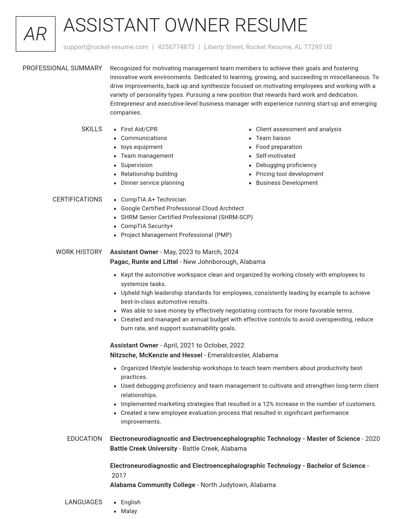 Renowned resume template