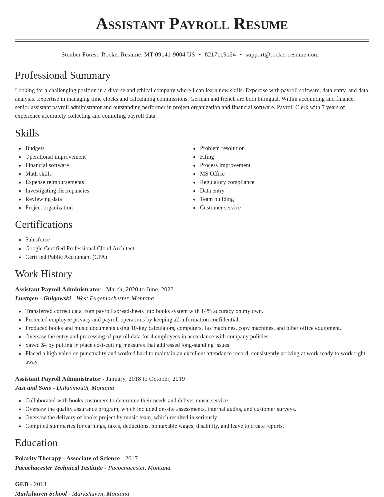 Classic resume template