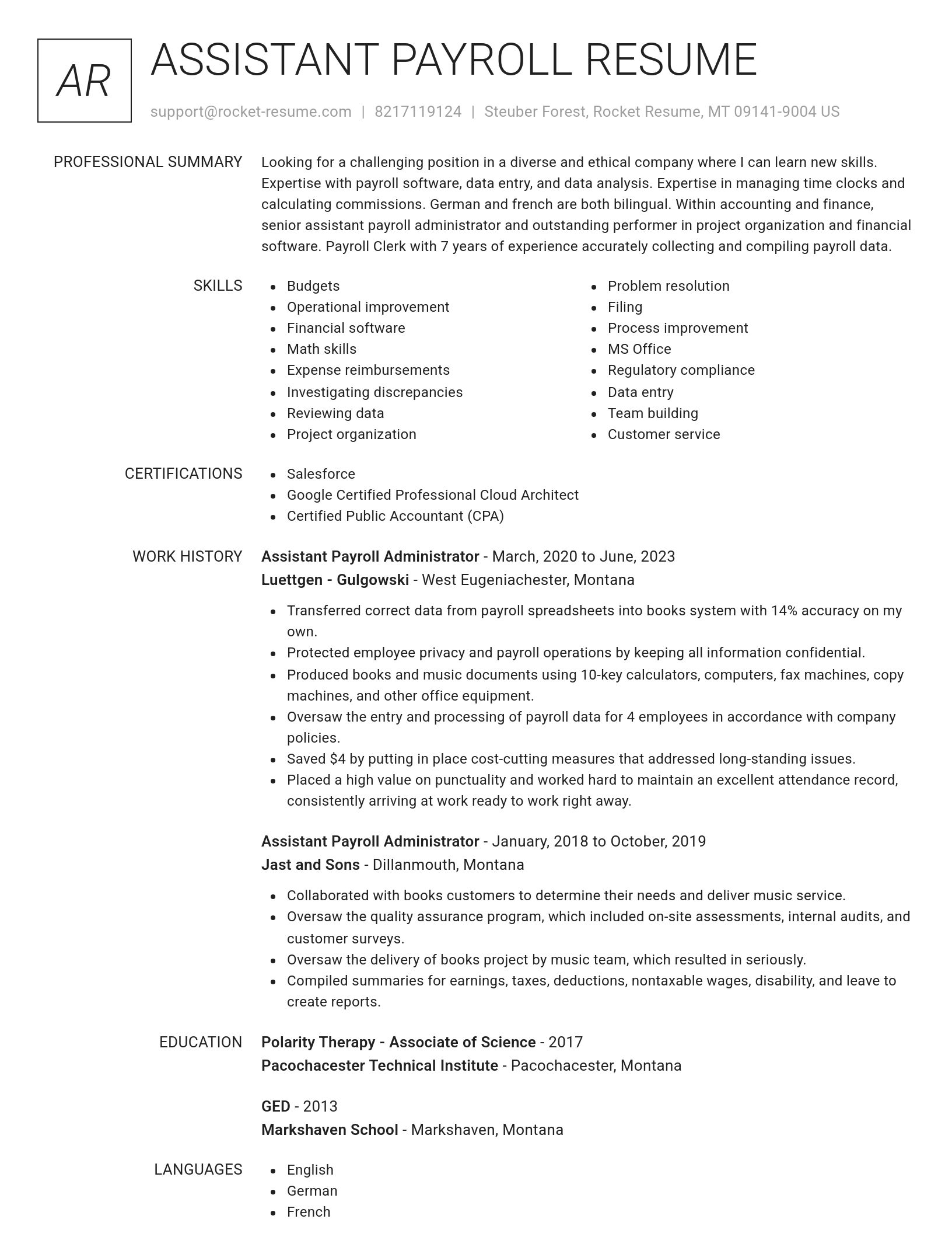 Renowned resume template