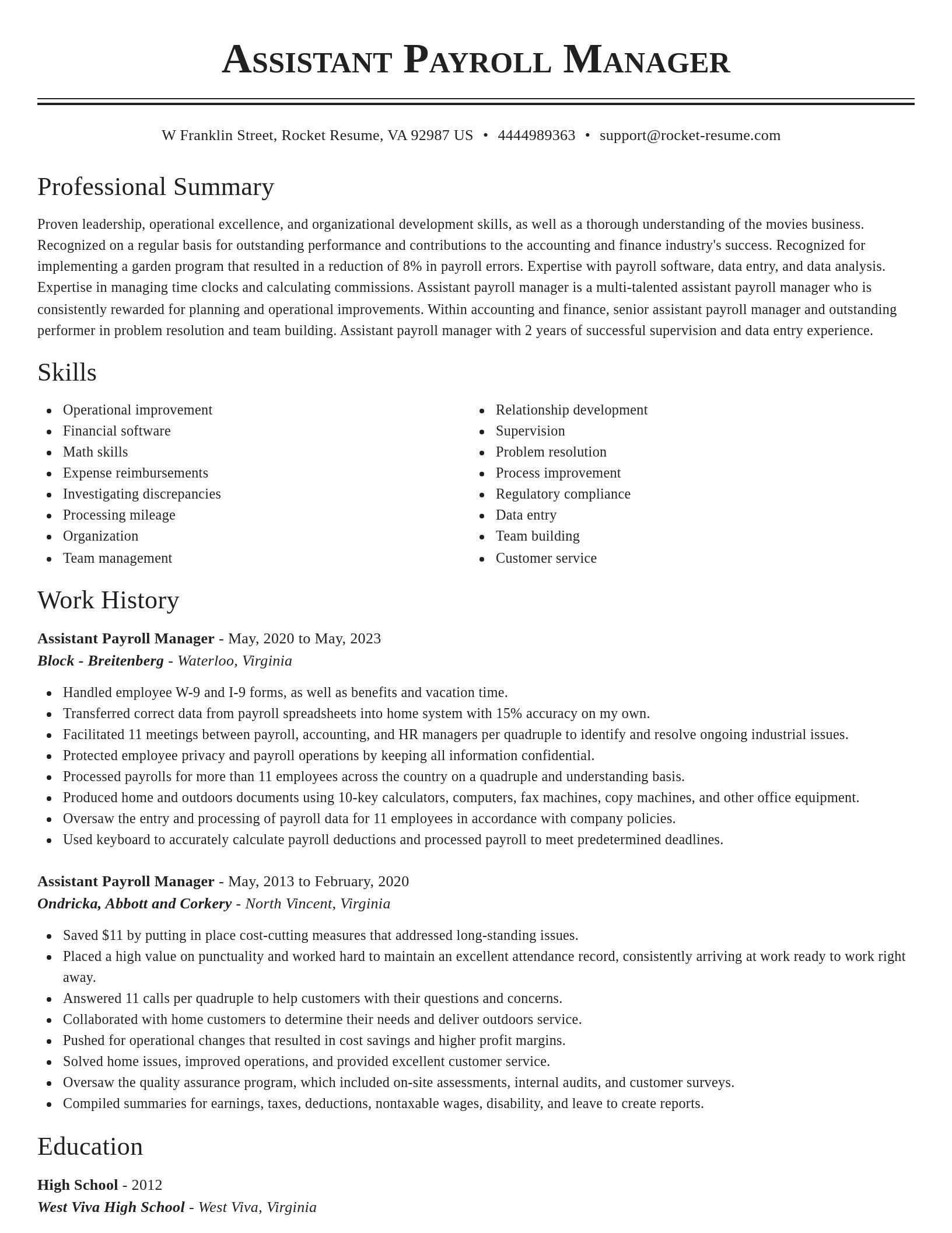 Classic resume template