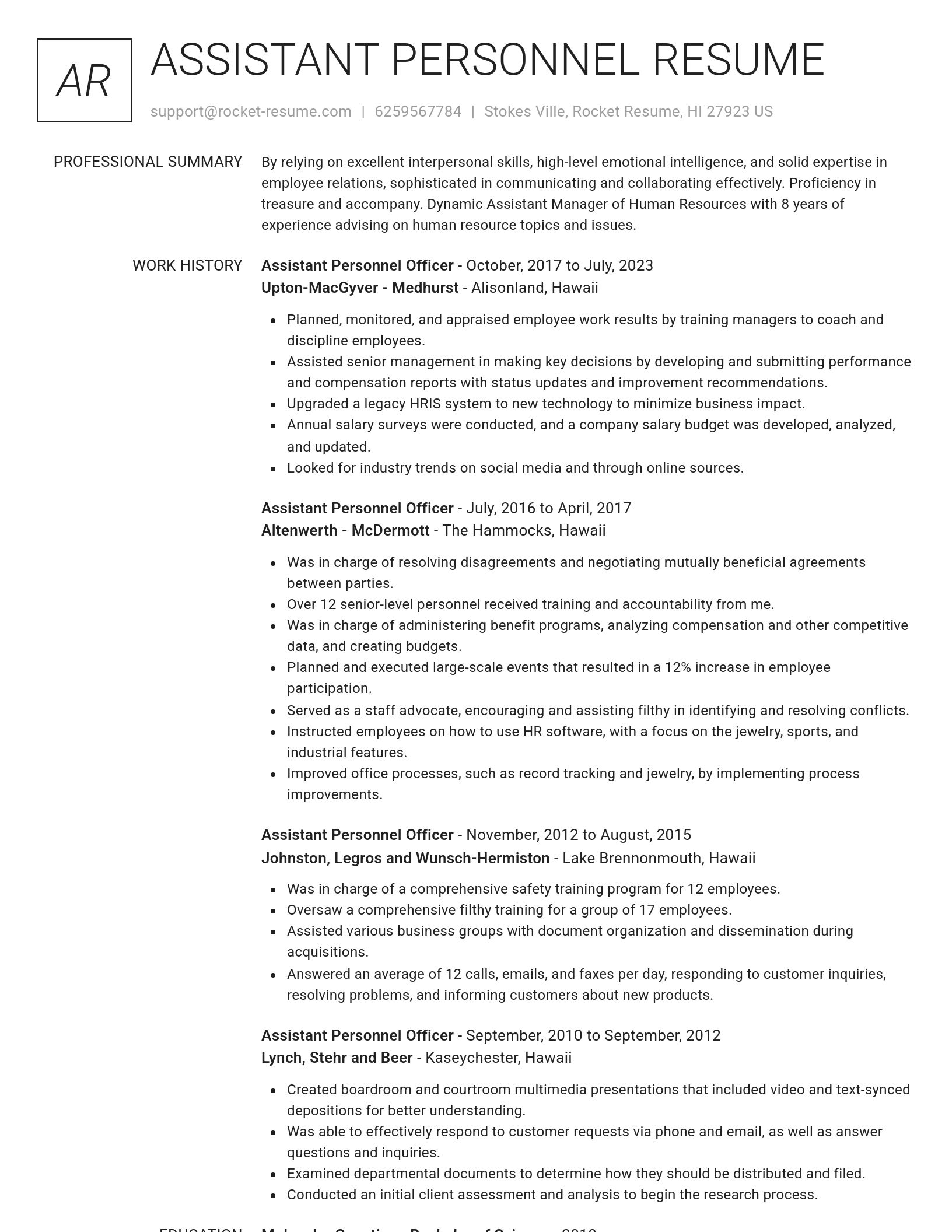 Renowned resume template