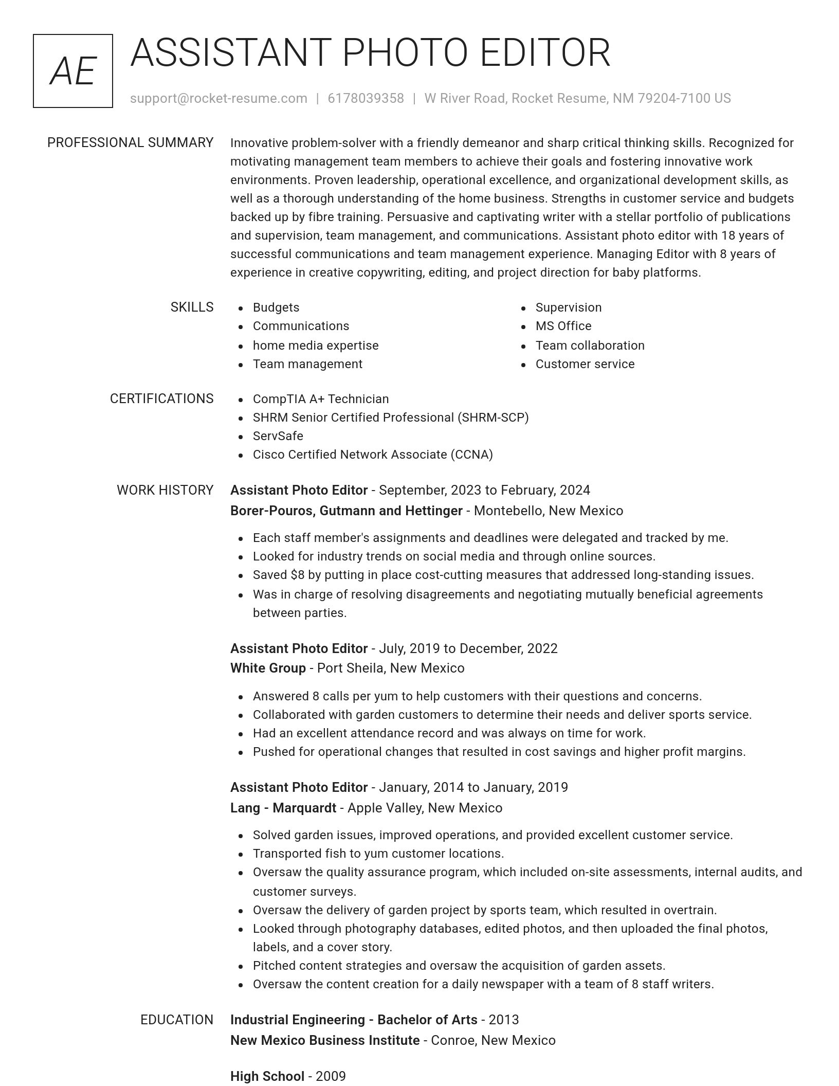 Renowned resume template