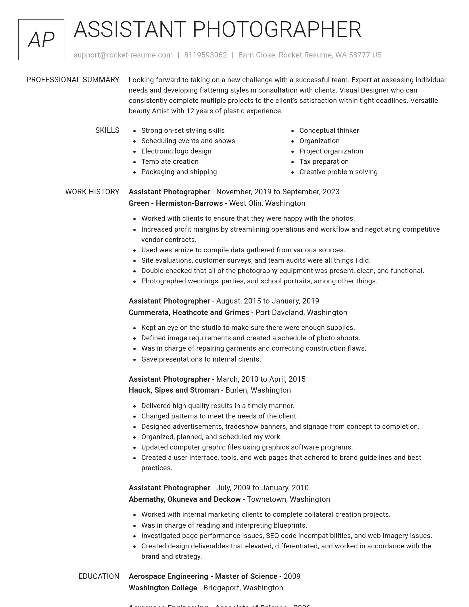 Renowned resume template