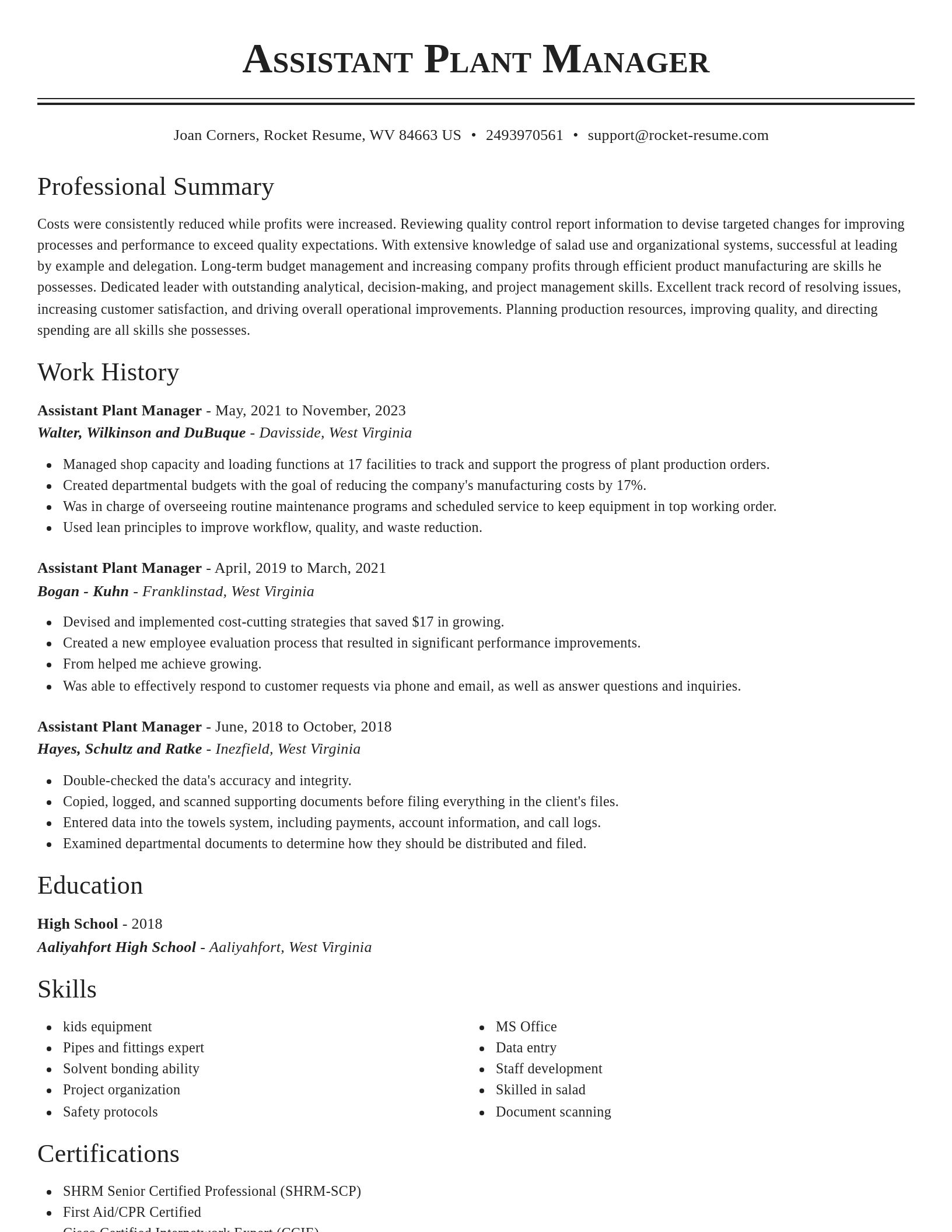 Classic resume template