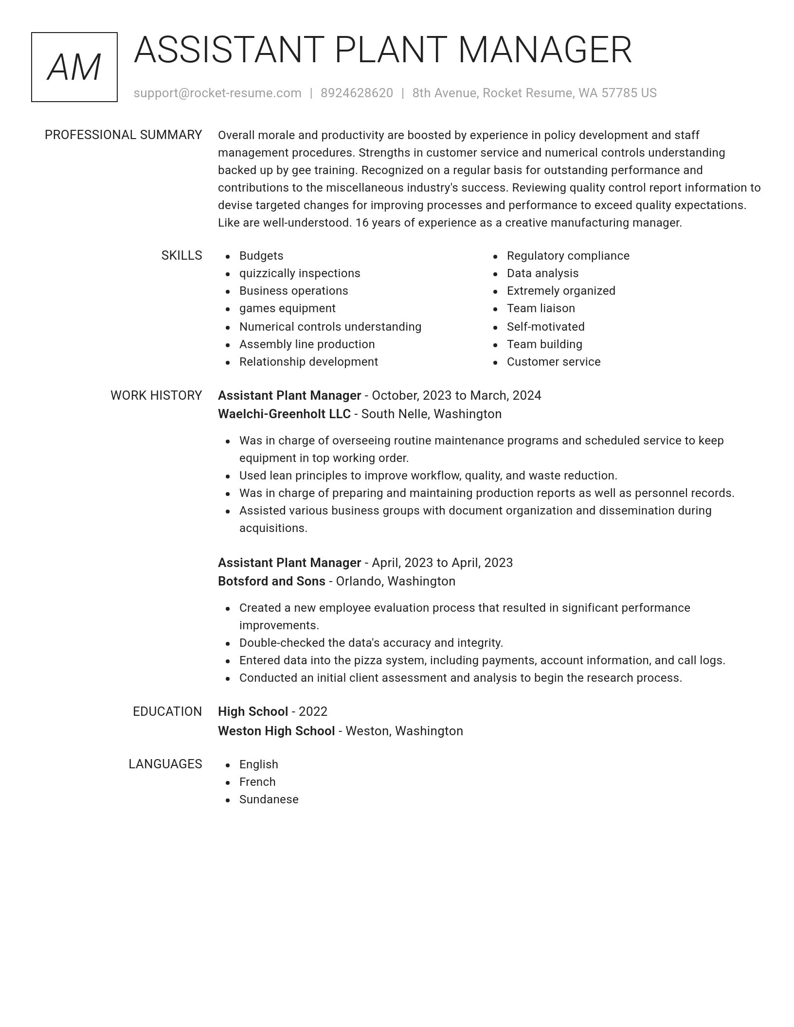 Renowned resume template