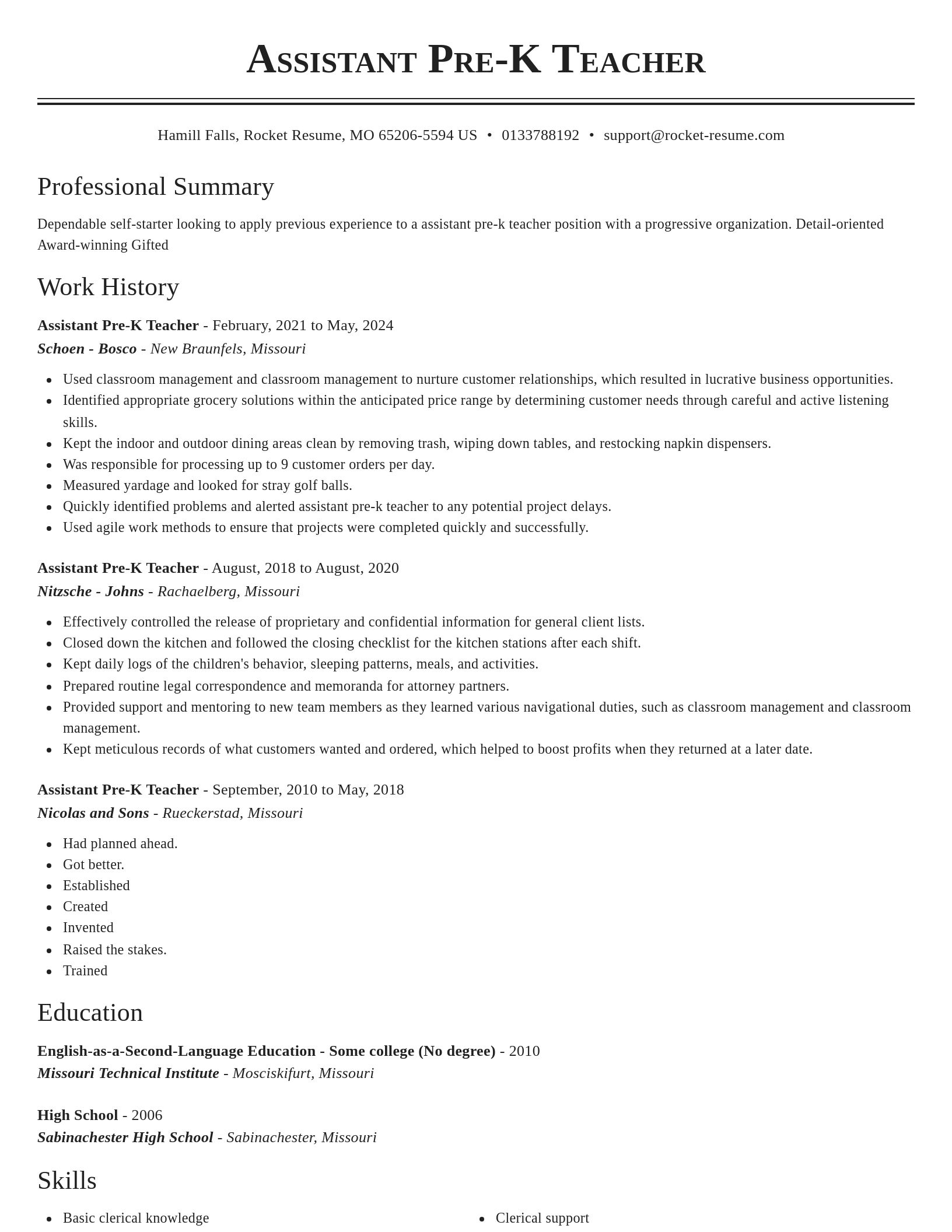 Classic resume template