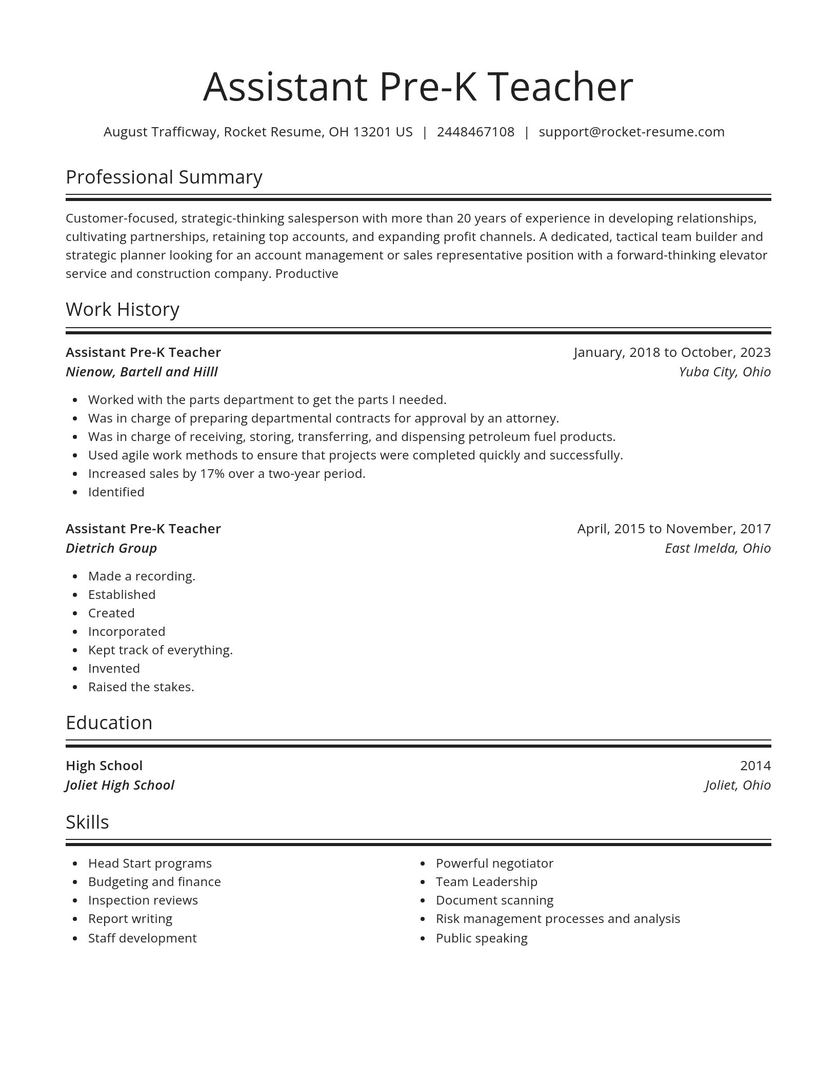 Spotlight resume template