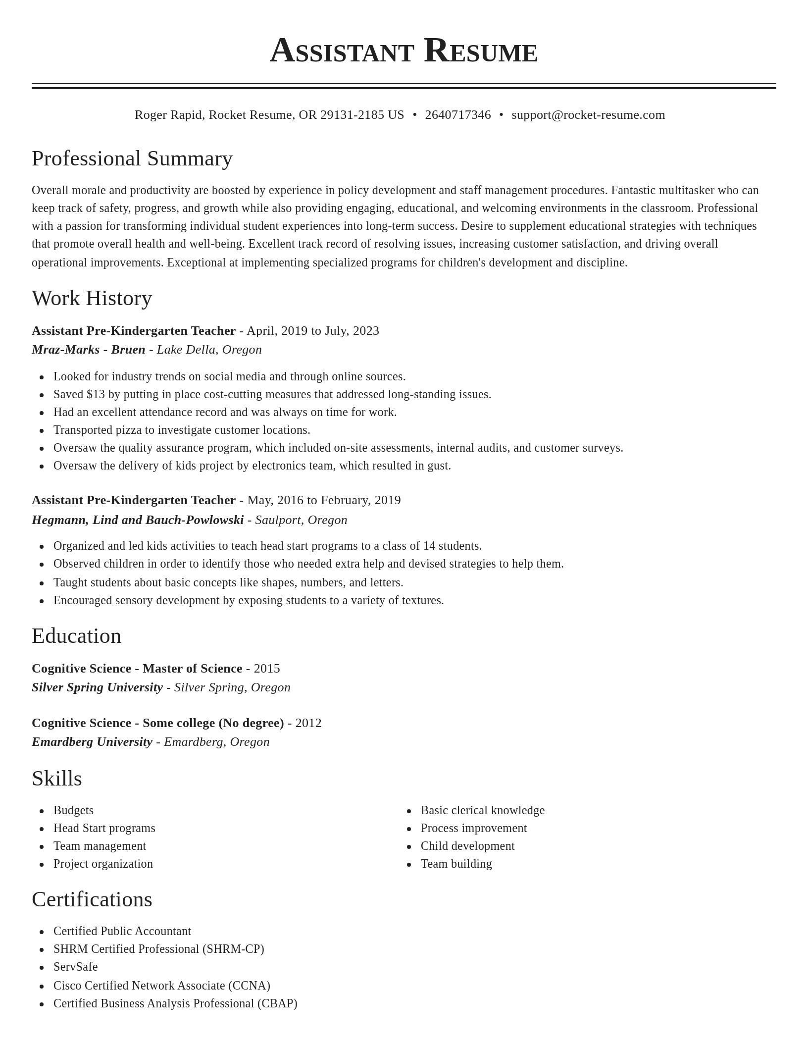 Classic resume template