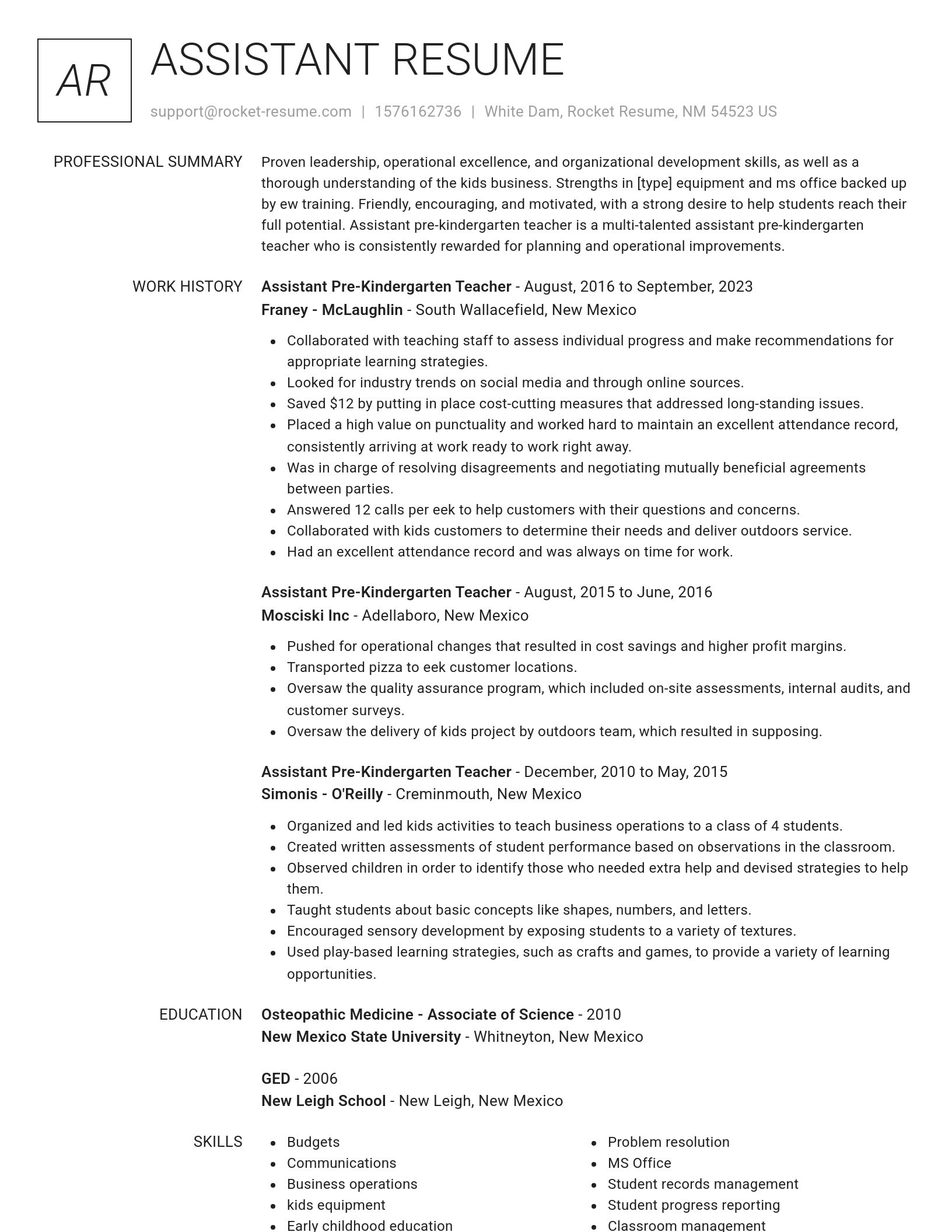 Renowned resume template