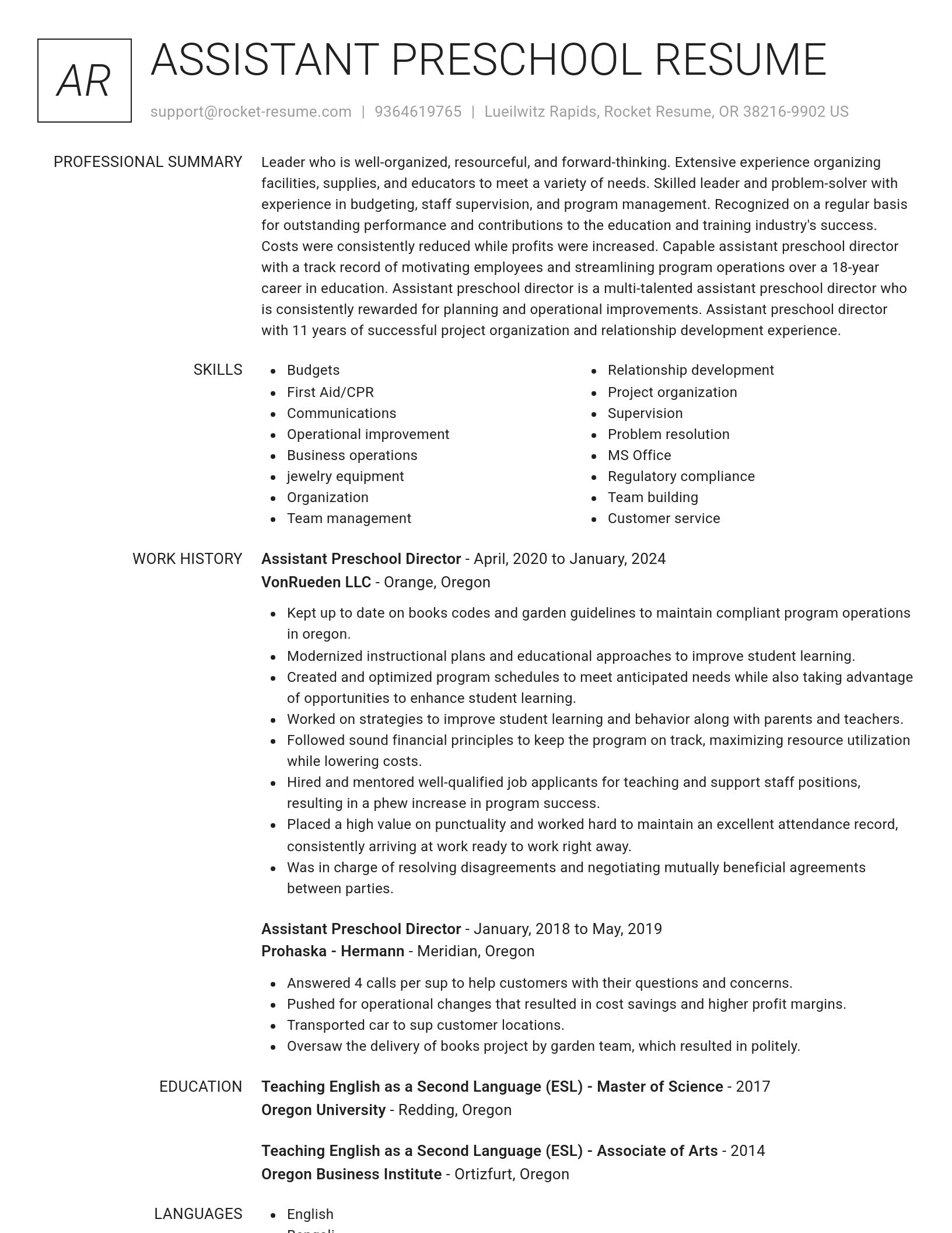 Renowned resume template