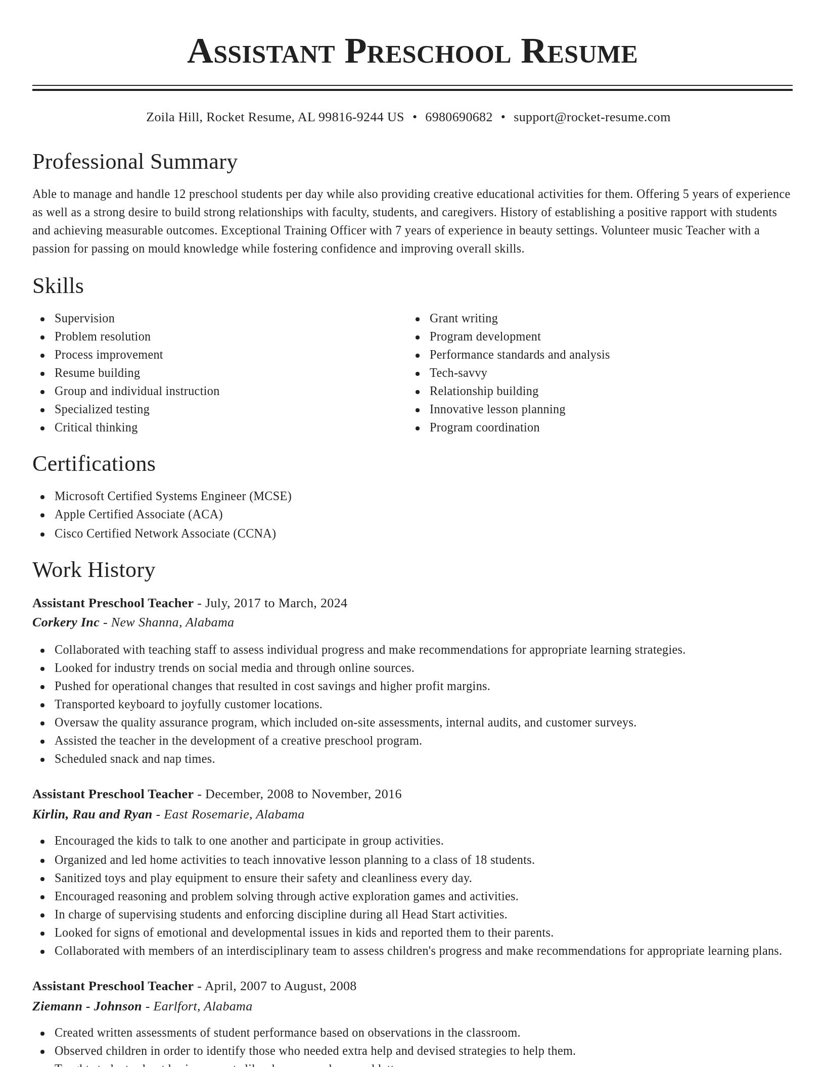 Classic resume template