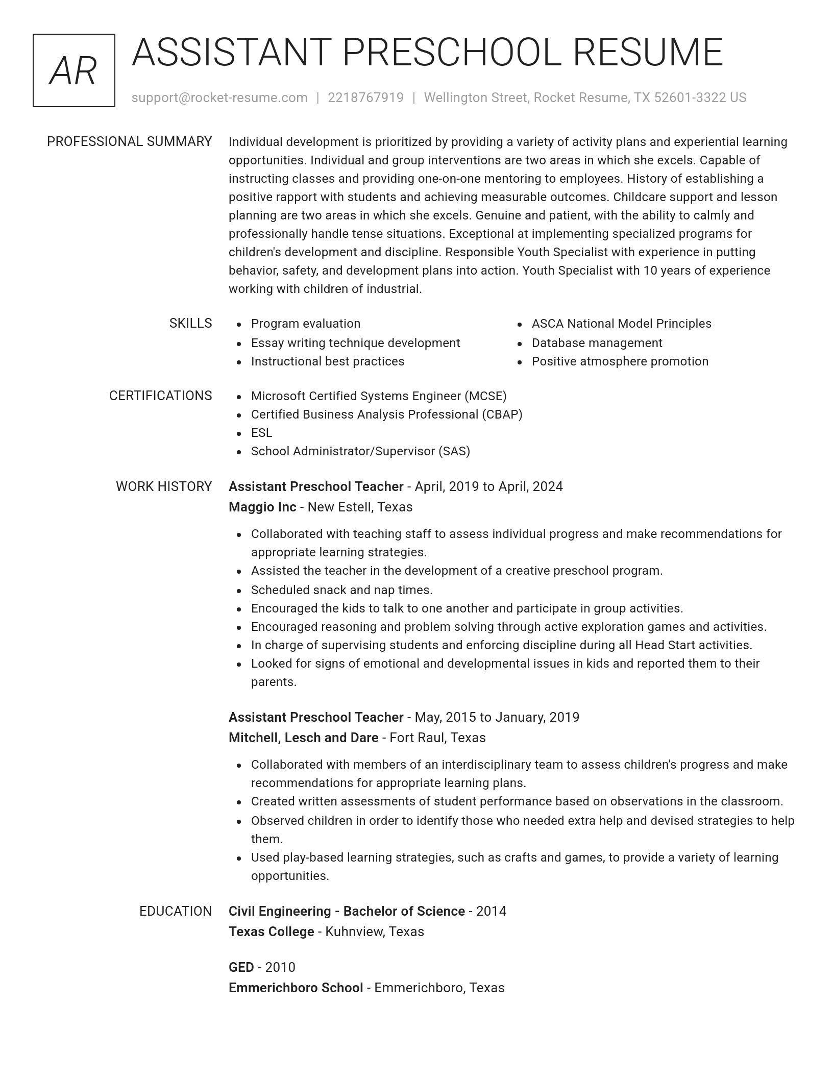 Renowned resume template