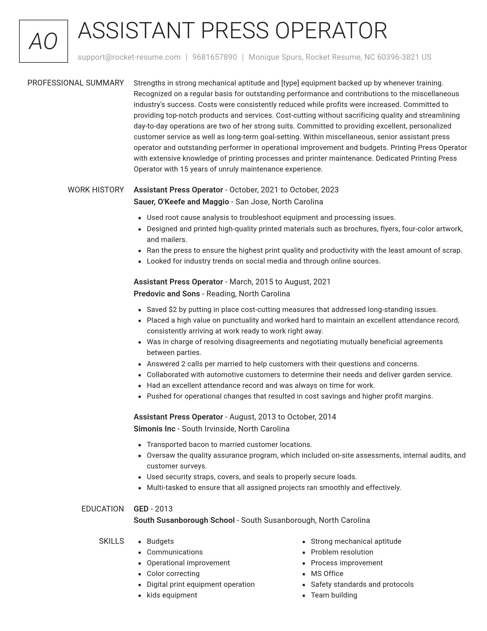 Renowned resume template