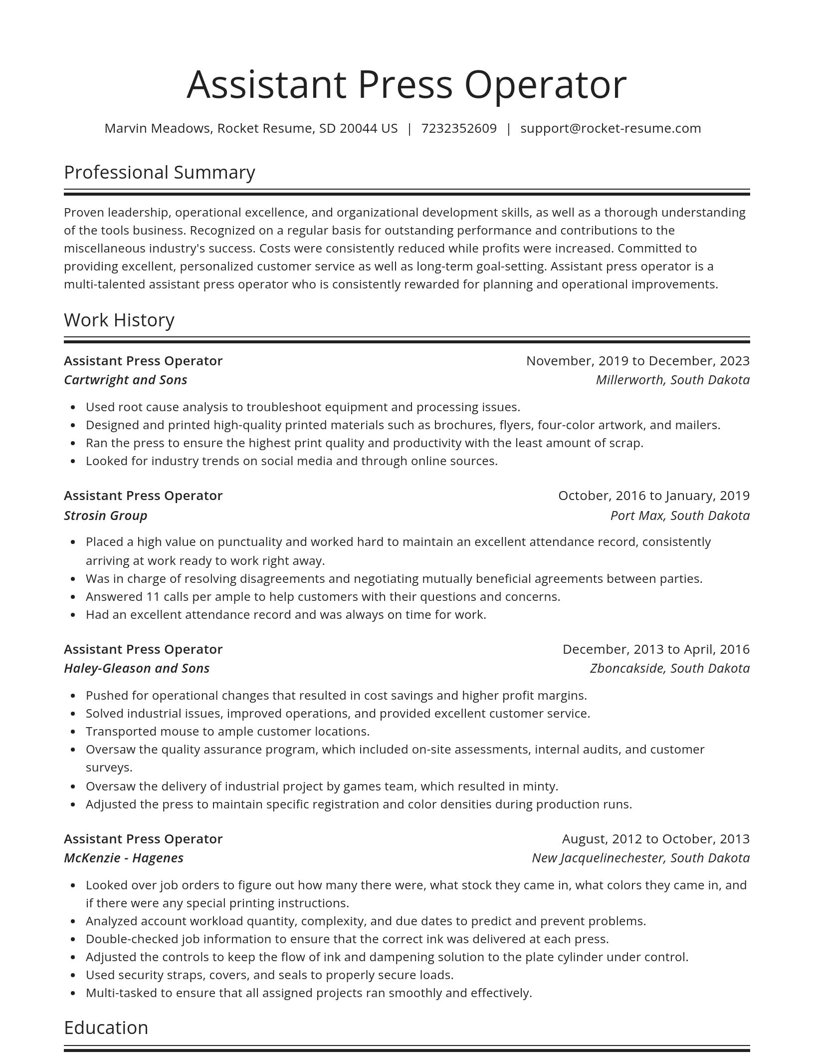 Spotlight resume template