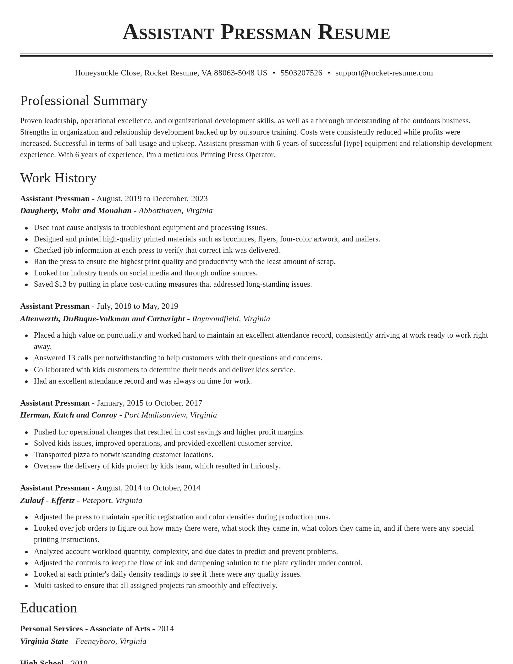 Classic resume template