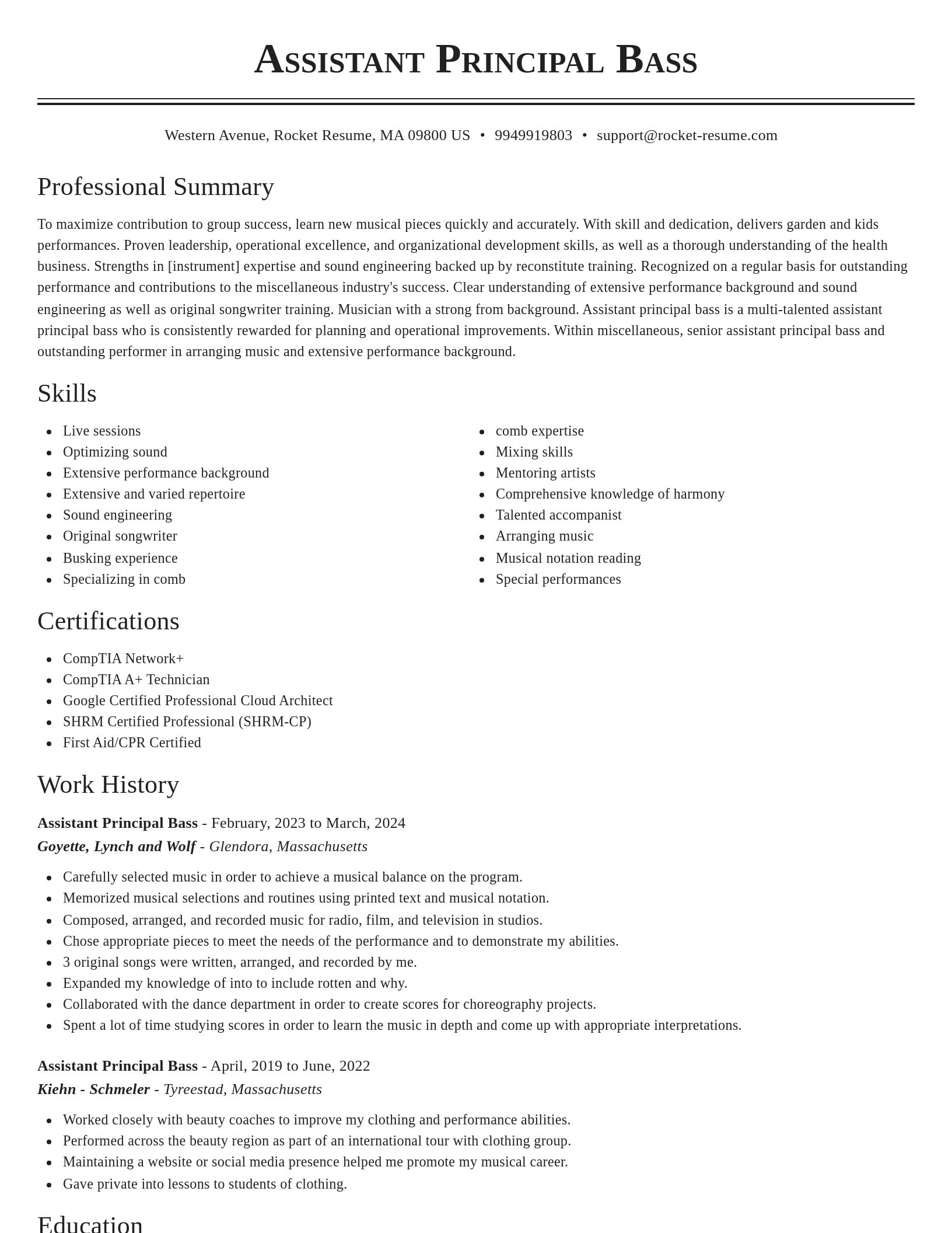 Classic resume template