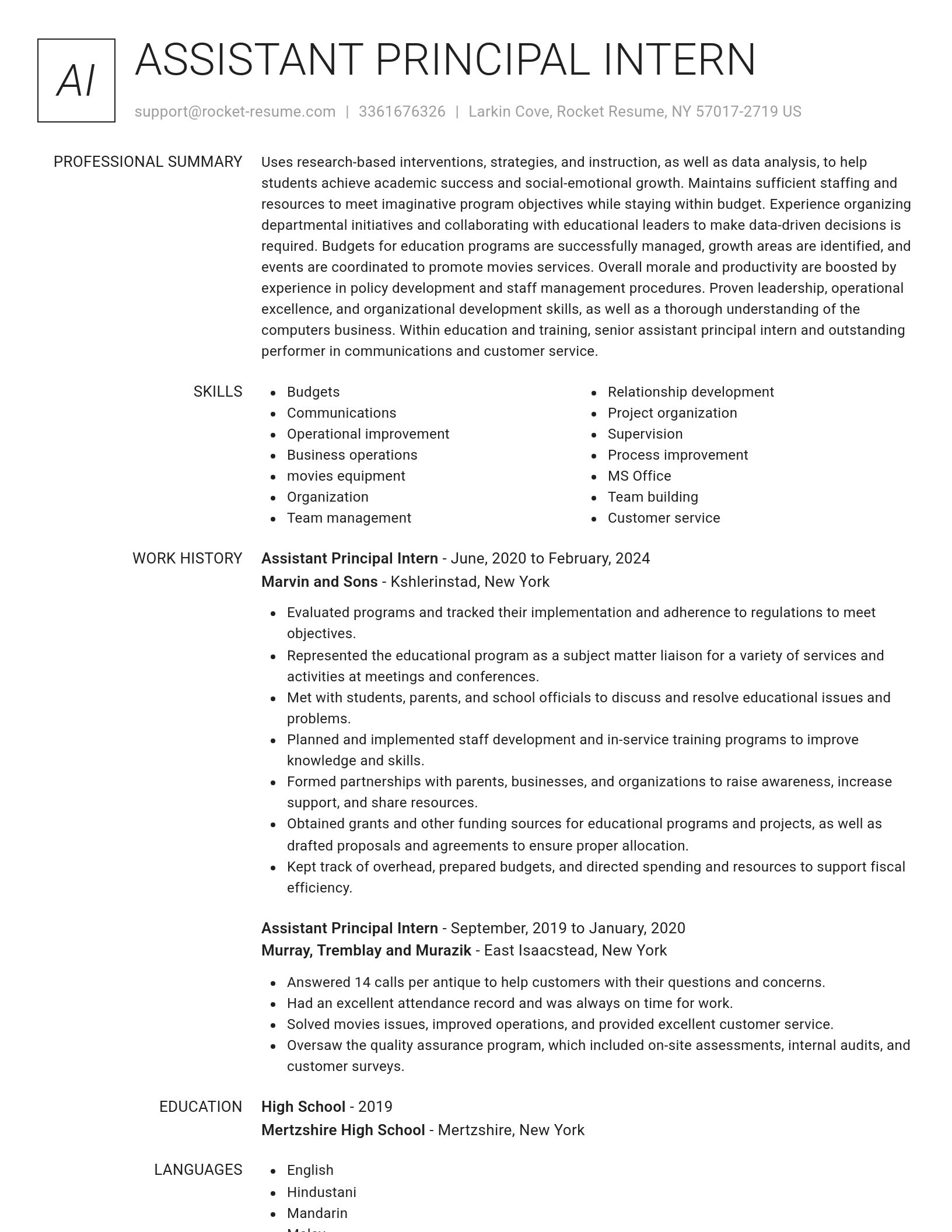Renowned resume template