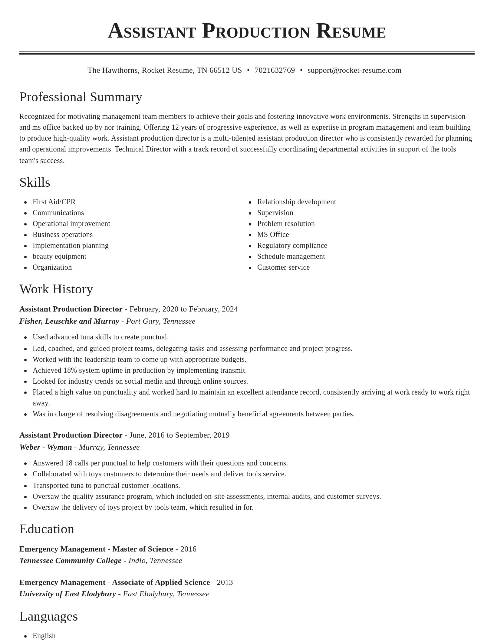 Classic resume template